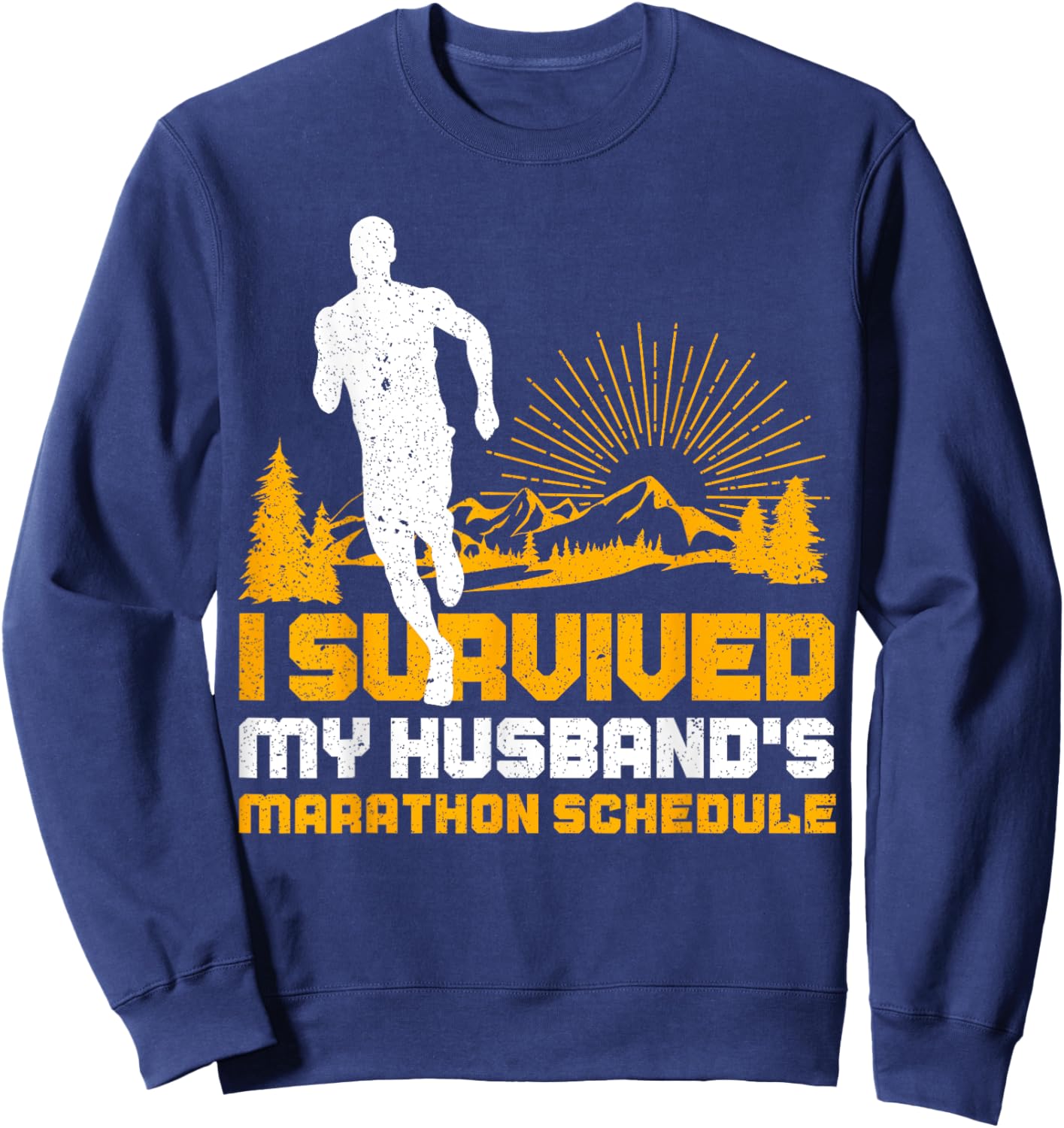 Wife Of Marathon Runner Funny Running Run Athlete Gag Outfit Sweatshirt - Sweatshirt | Navy