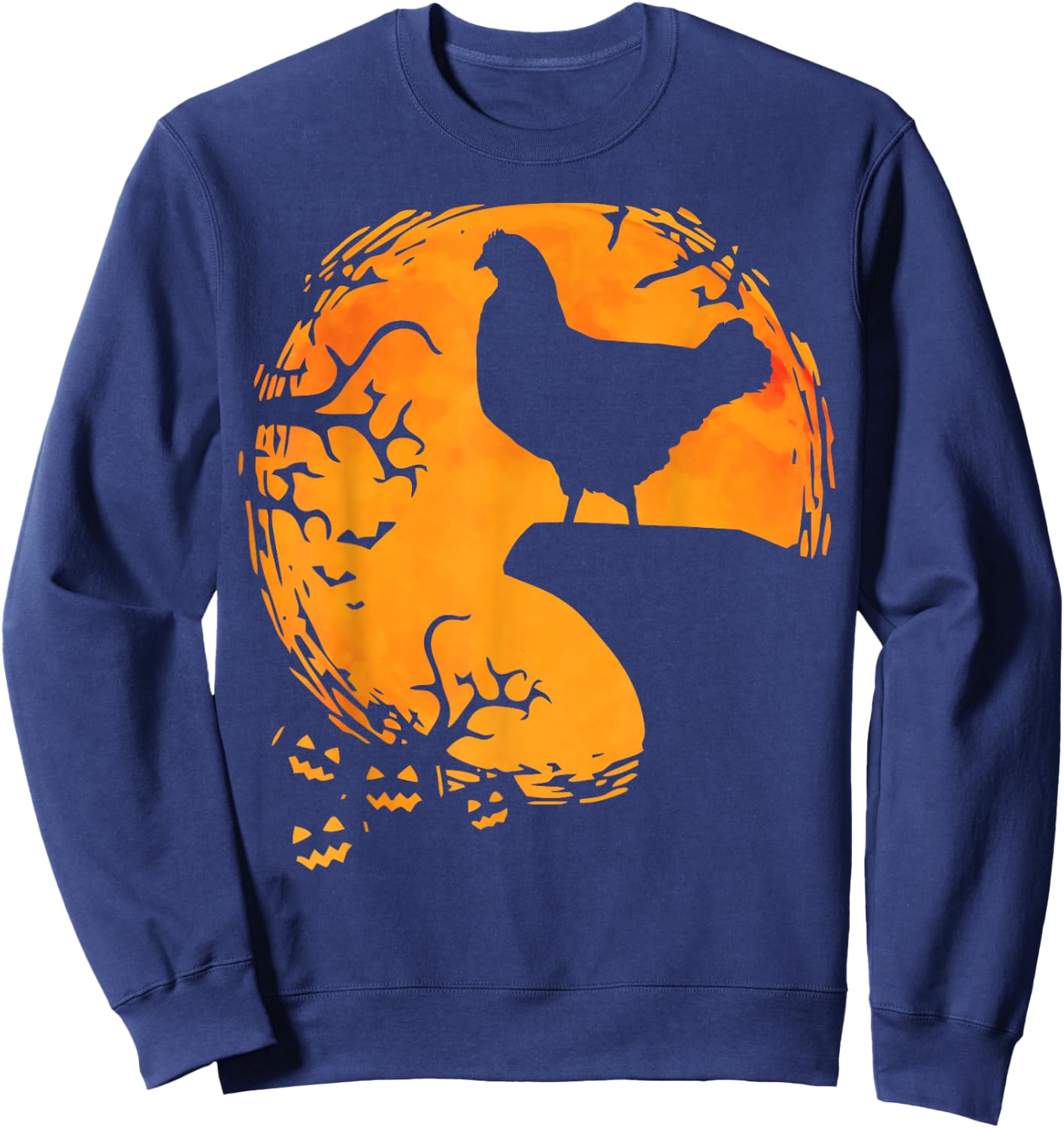 Funny Chicken Halloween Moon Silhouette Spooky Chicken Lover Sweatshirt - Sweatshirt | Navy