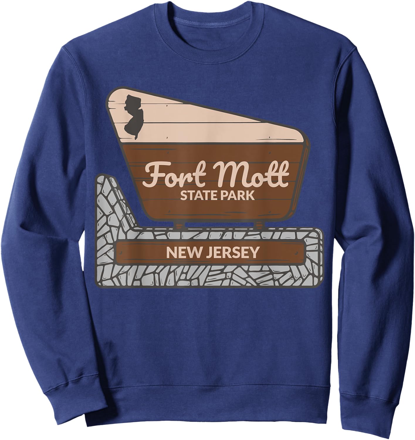 Fort Mott State Park New Jersey Welcome Sign Souvenir Sweatshirt - Sweatshirt | Navy