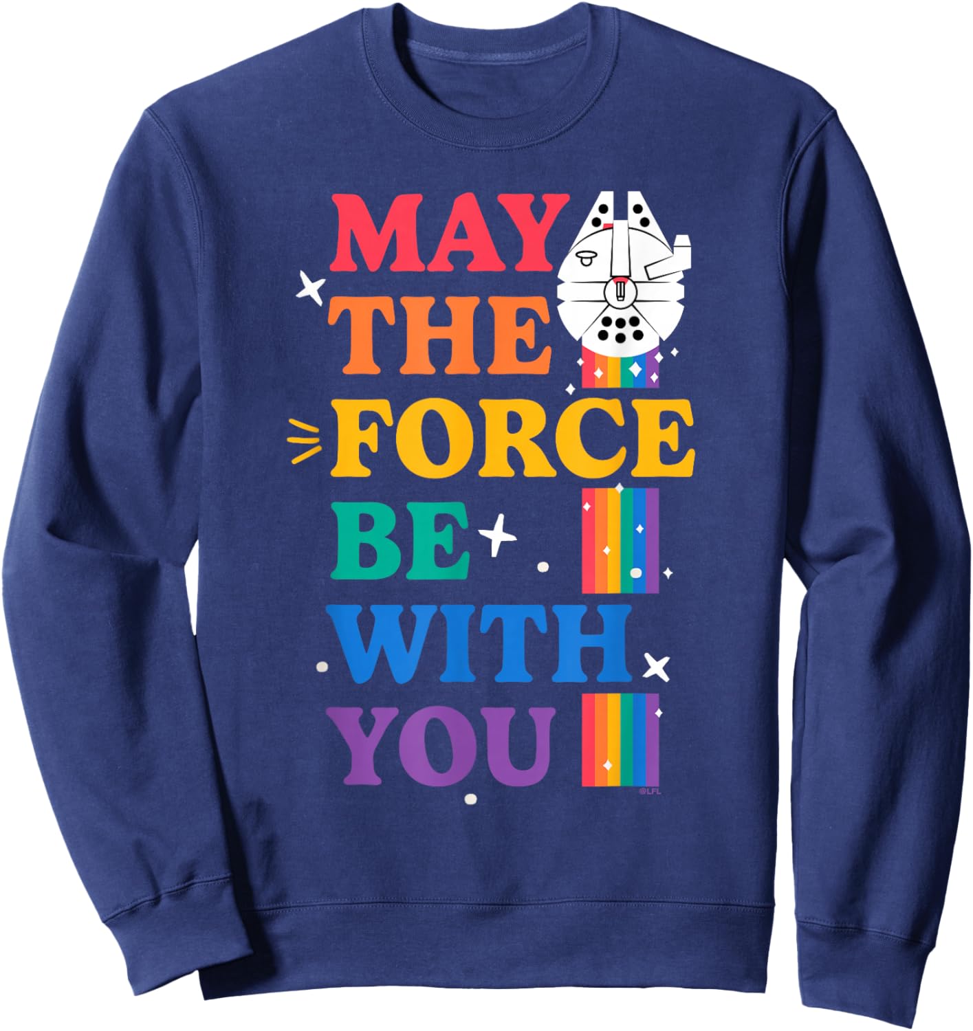 Star Wars Pride May The Force Be With You Rainbow Falcon Sweatshirt - Sweatshirt | Navy