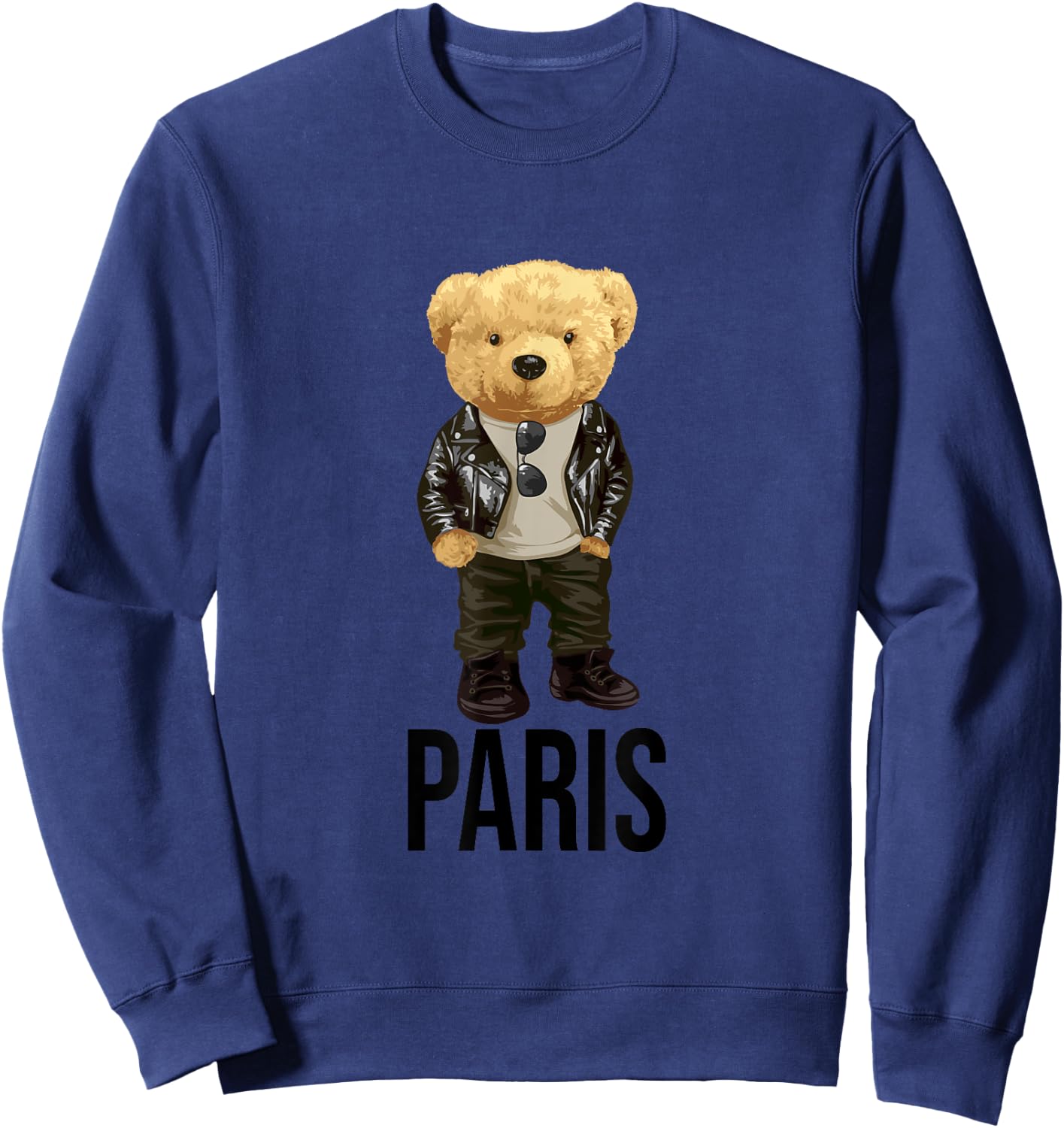 Cool Teddy Bear in Paris France Illustration Graphic Designs Sweatshirt - Sweatshirt | Navy