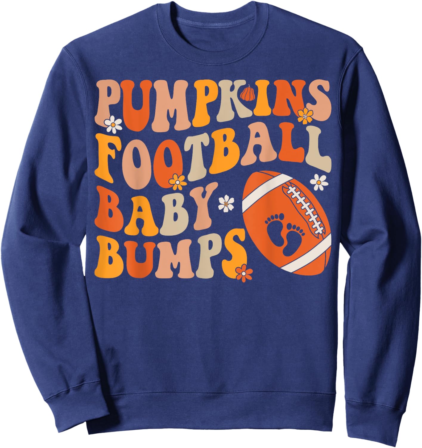 Pumpkins Football Baby Bumps Pregnancy Announcement Fall Sweatshirt - Sweatshirt | Navy