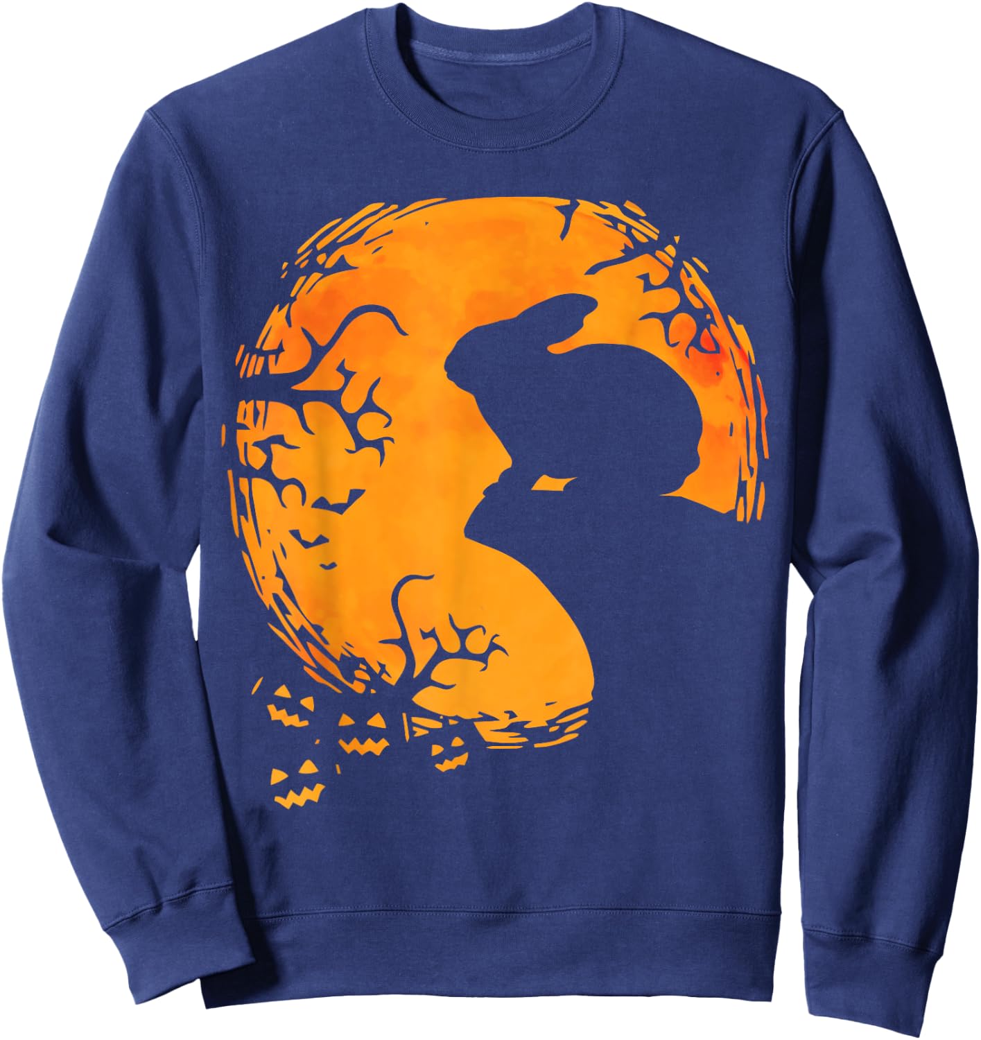 Funny Rabbit Halloween Moon Silhouette Spooky Bunny Lover Sweatshirt - Sweatshirt | Navy