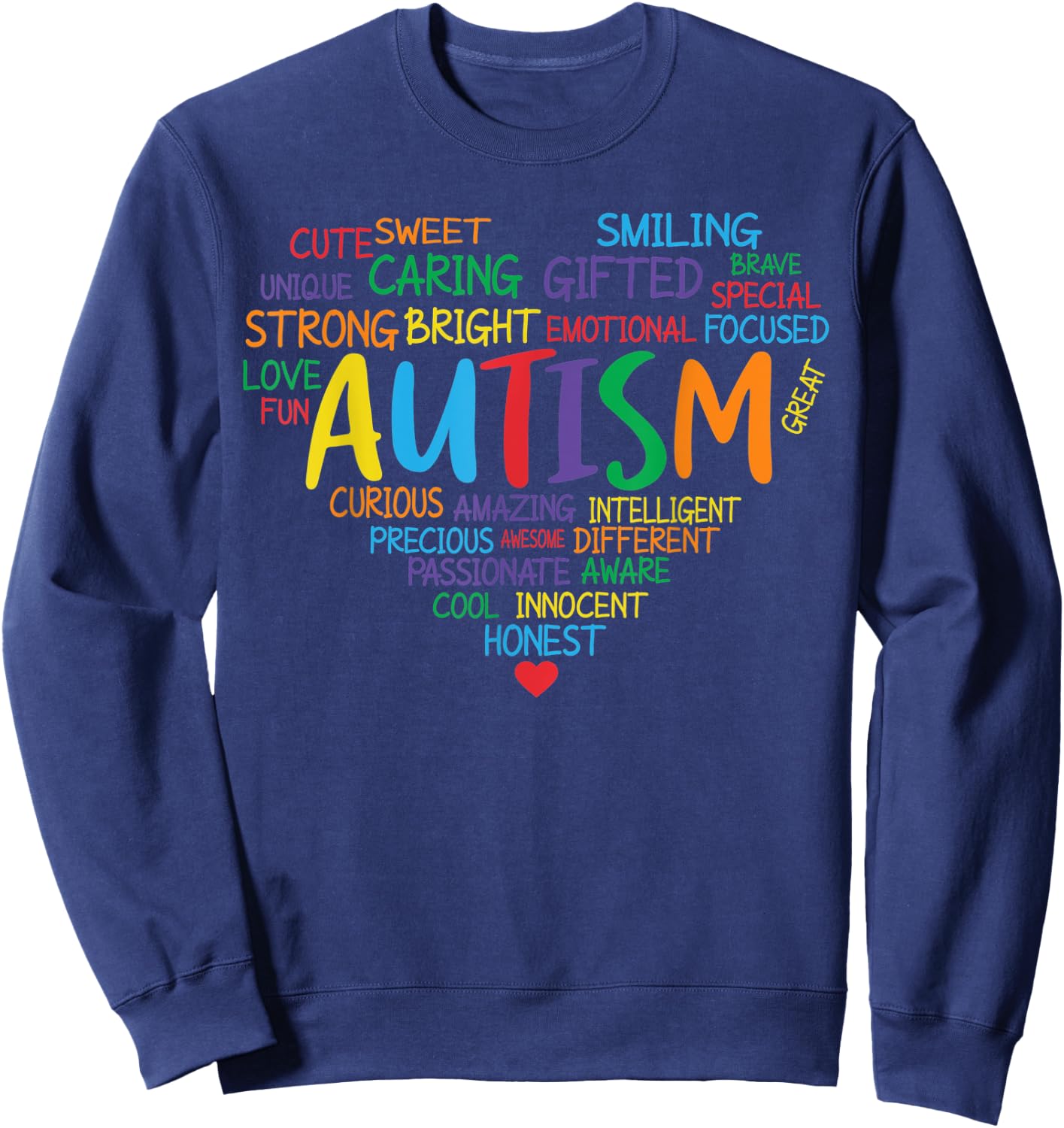 Colorful Autism Heart Autism Awareness Support Sweatshirt - Sweatshirt | Navy