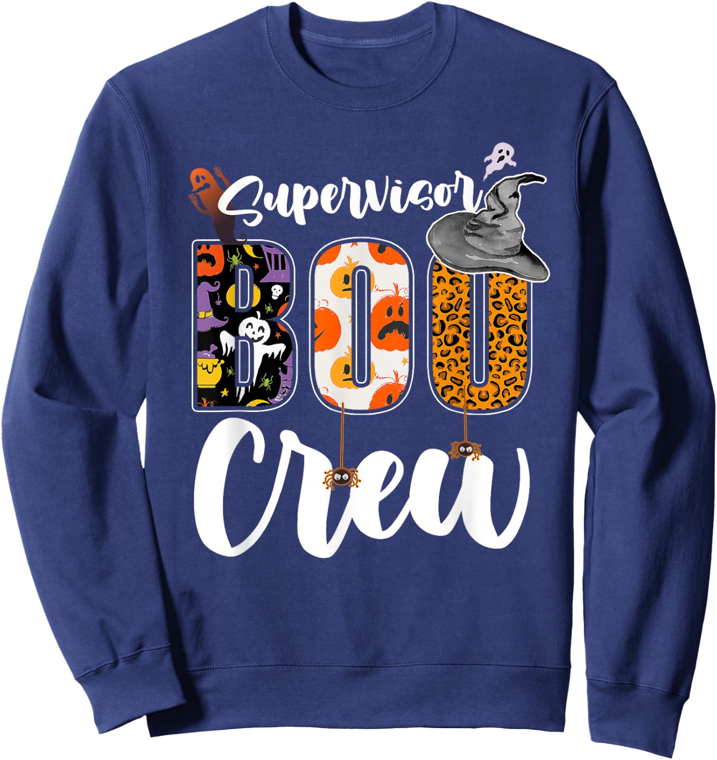 Supervisor Boo Crew Halloween Matching Manager Sweatshirt - Sweatshirt | Navy