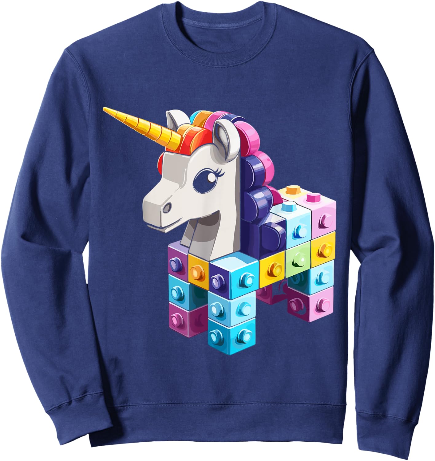 Master Builder Bricks Blocks Play Toys Unicorn Sweatshirt - Sweatshirt | Navy