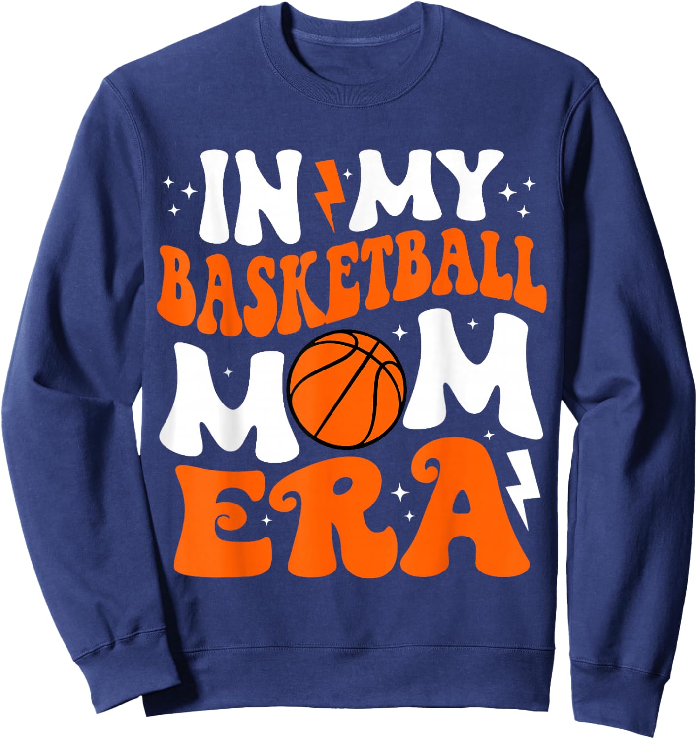 In My Basketball Mom Era Cute Groovy Basketball Sweatshirt - Sweatshirt | Navy