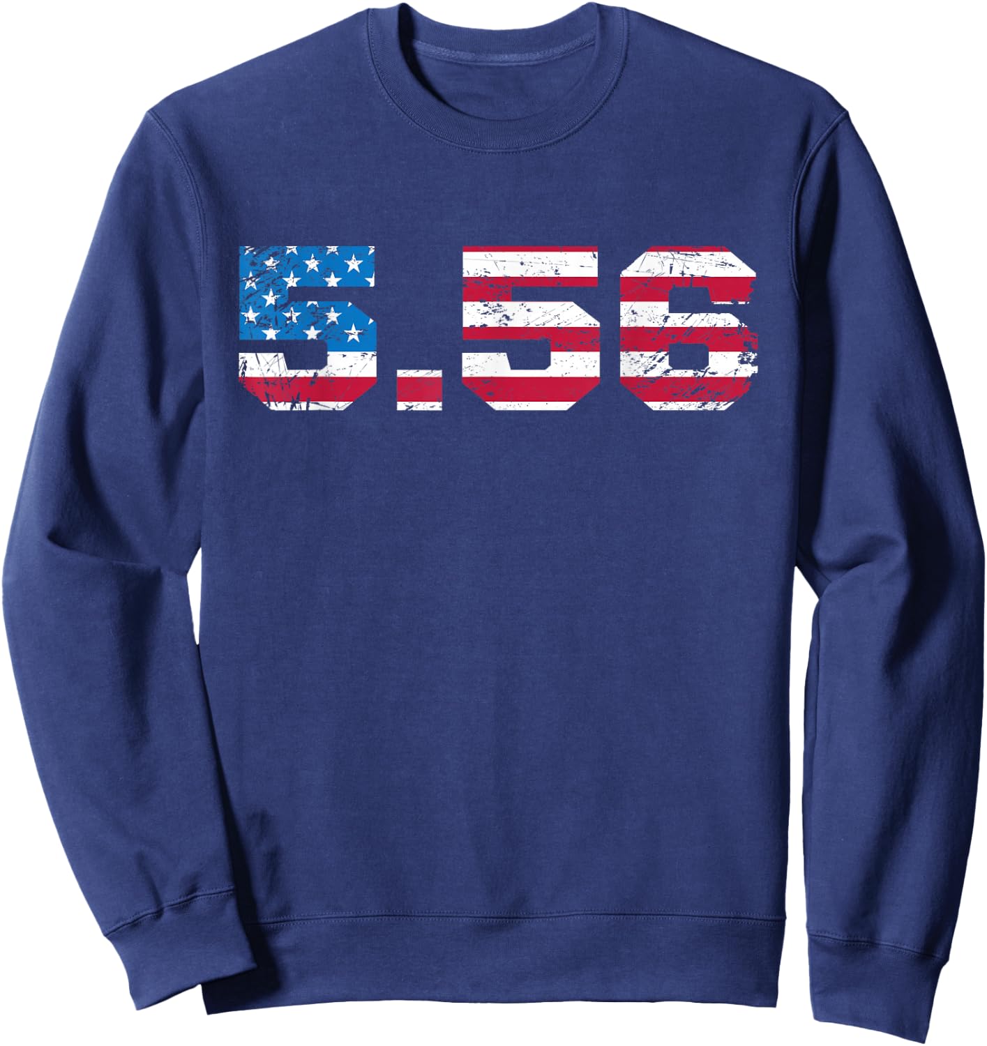 5.56 Rifle Cartridge USA Flag Military & Hunter Enthusiast Sweatshirt - Sweatshirt | Navy