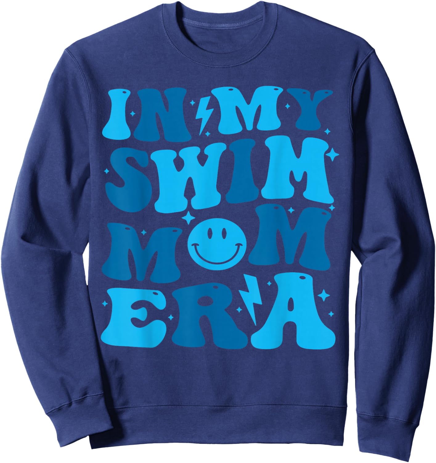 In My Swim Mom Era Groovy Floral Swimming Mom Swimmer Sweatshirt - Sweatshirt | Navy