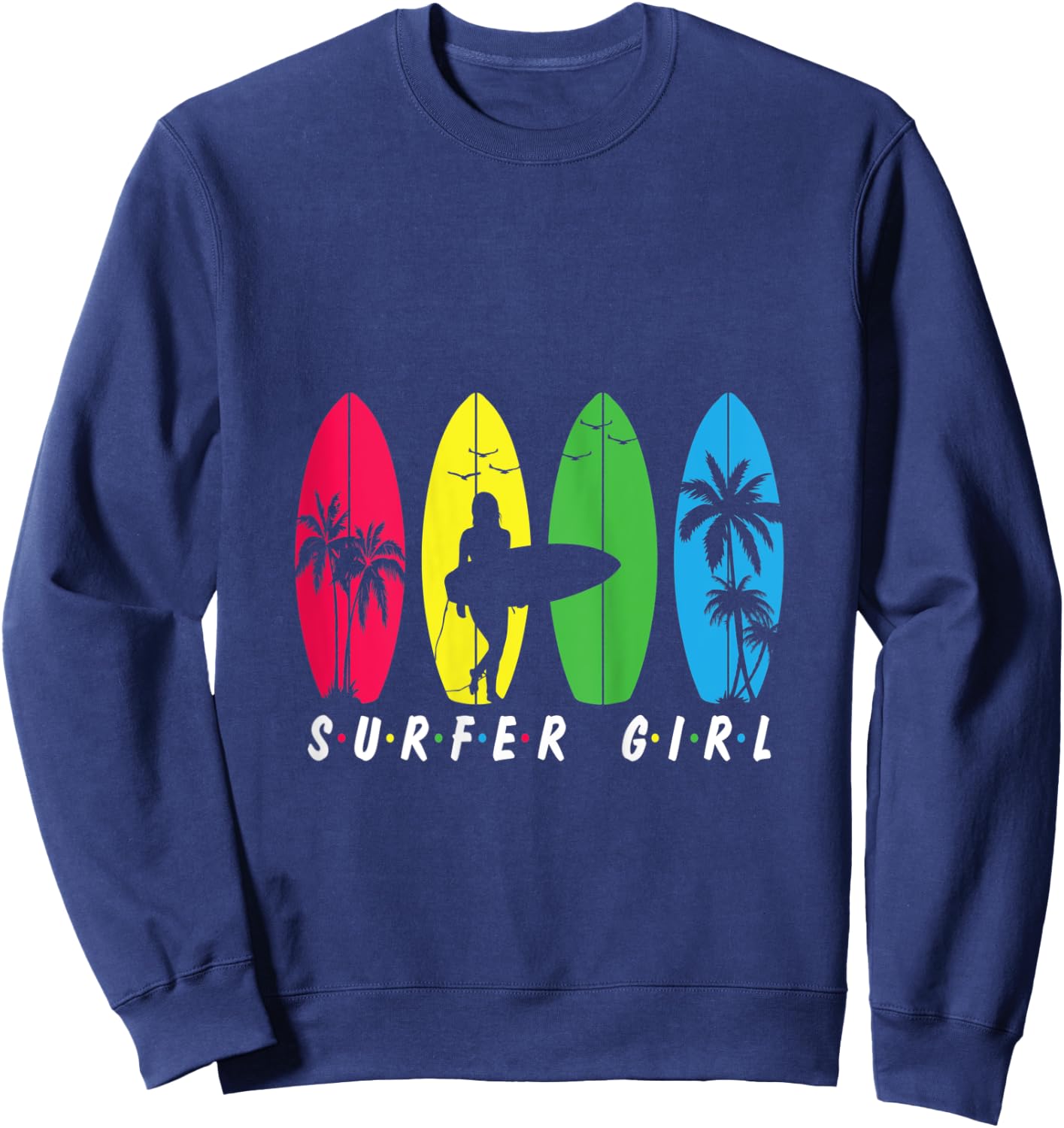 Surfer Girl Costume Vintage Surfboard Surfers Gifts Surfing Sweatshirt - Sweatshirt | Navy