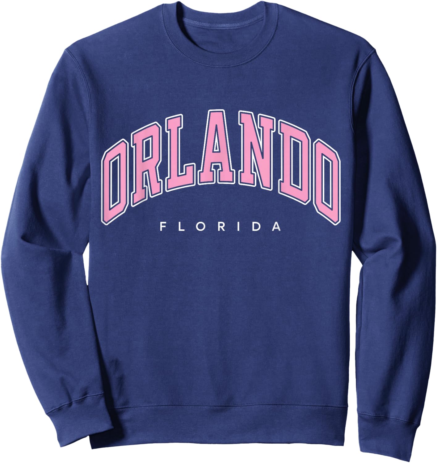 Orlando Florida FL Varsity Style Pink Text Sweatshirt - Sweatshirt | Navy