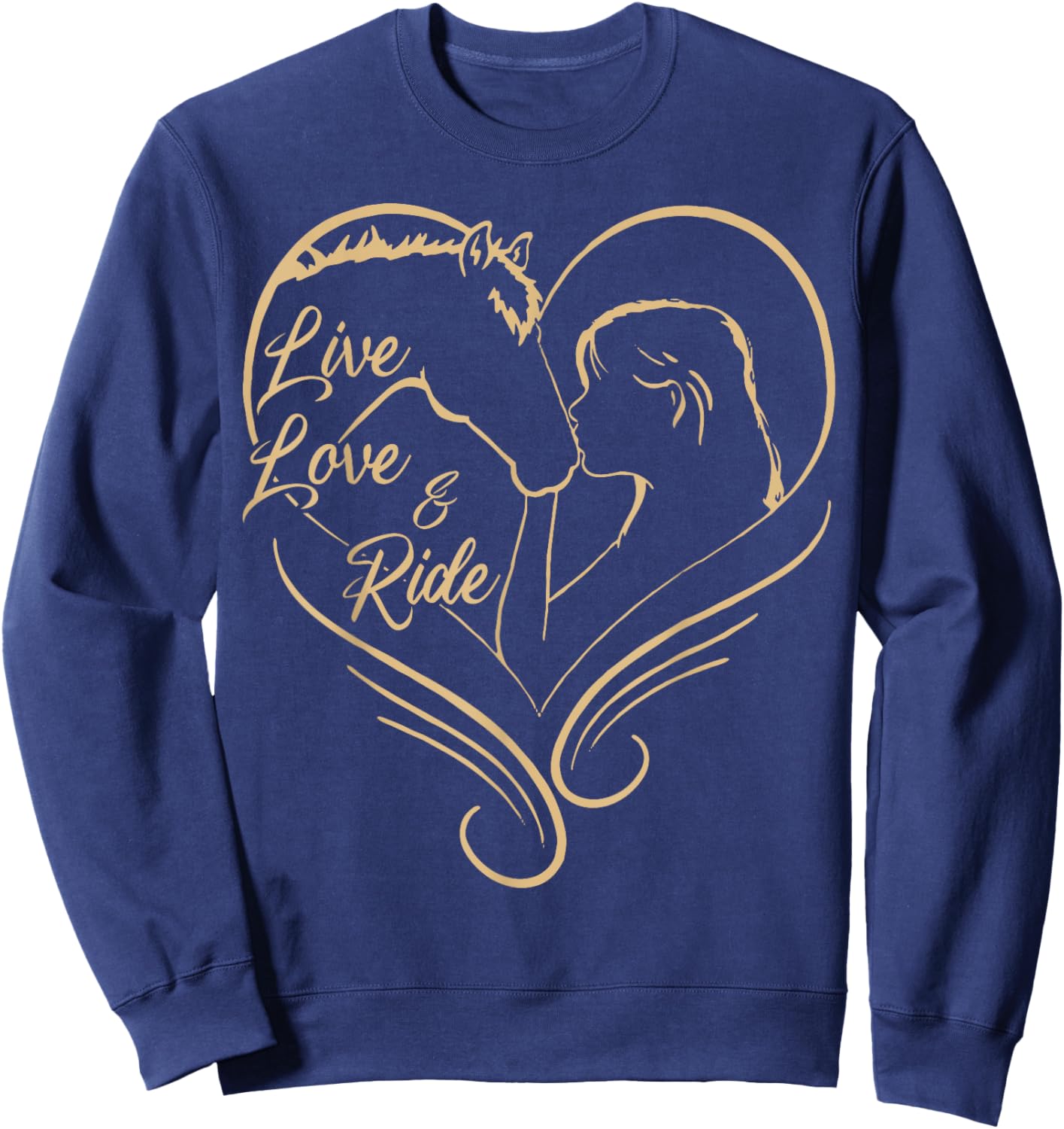 Girl Horse-Shirt Live Love And Ride Women Cowgirl Equestrian Sweatshirt - Sweatshirt | Navy
