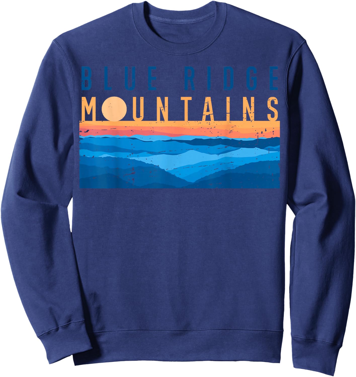 Retro Vintage Sunset Blue Ridge Mountains USA Mountain Range Sweatshirt - Sweatshirt | Navy