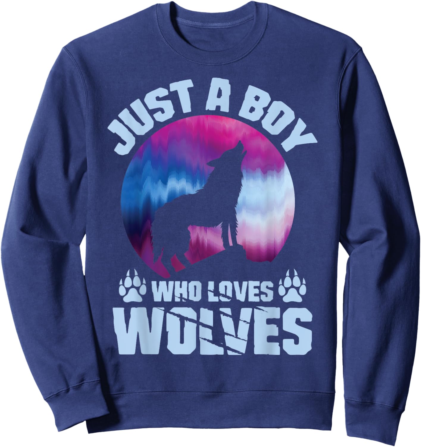 Just A Boy Who Loves Wolves Shirt Wolves Lover Boys Kids Sweatshirt - Sweatshirt | Navy