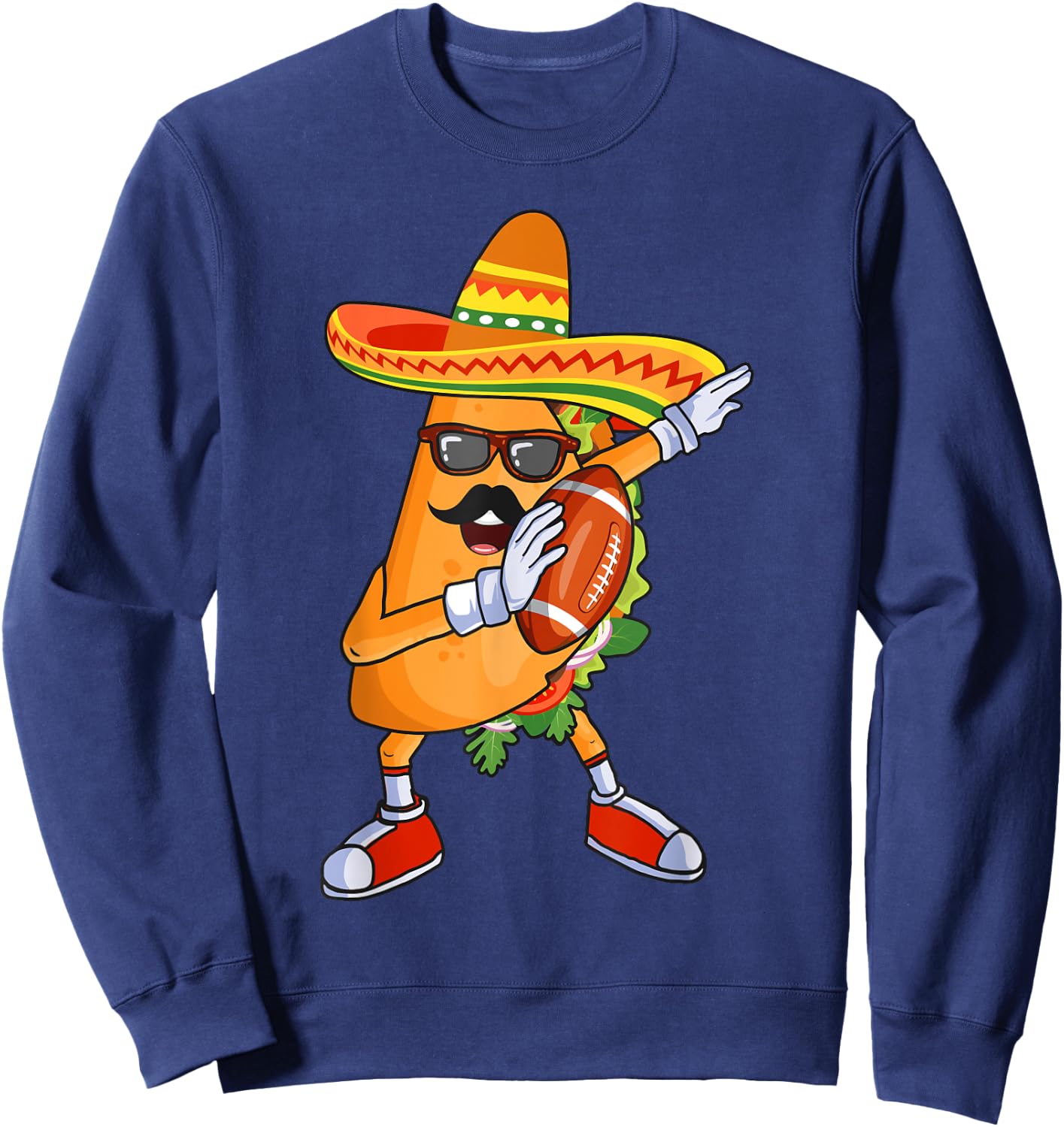 Football and Tacos Dabbing Cinco de Mayo for kids Sweatshirt - Sweatshirt | Navy