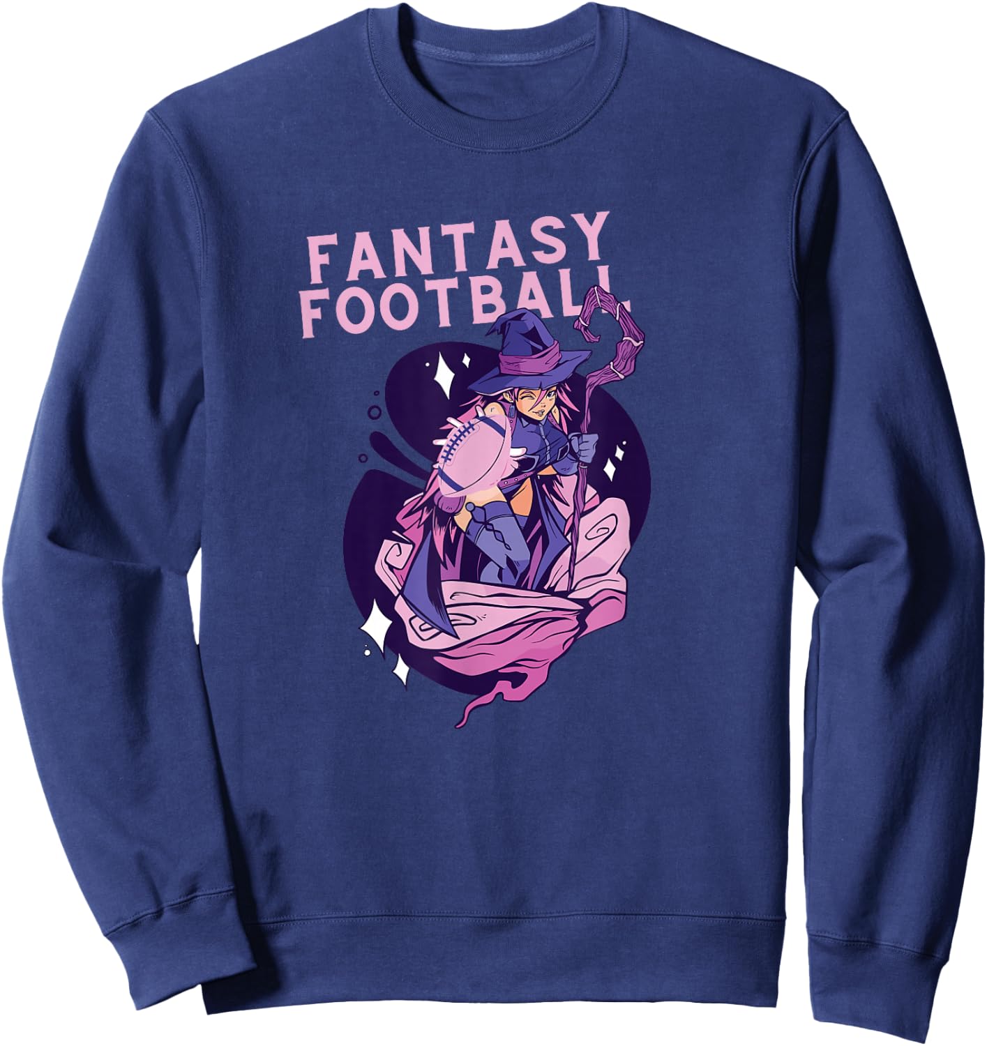 Fantasy Football Woman Wizard Magic Ironic Sports Design Sweatshirt - Sweatshirt | Navy
