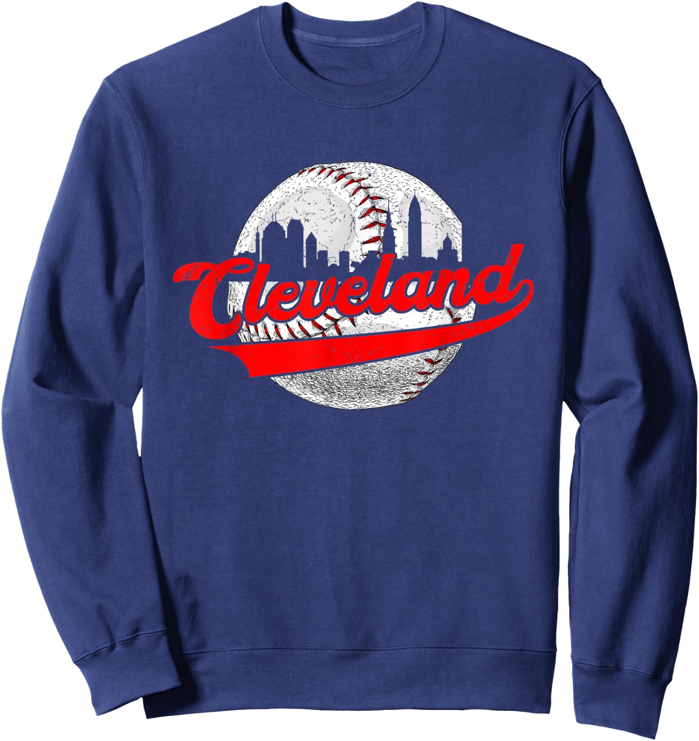 Cleveland Vintage Baseball Lover Retro Game Day Dad Mom Sweatshirt - Sweatshirt | Navy