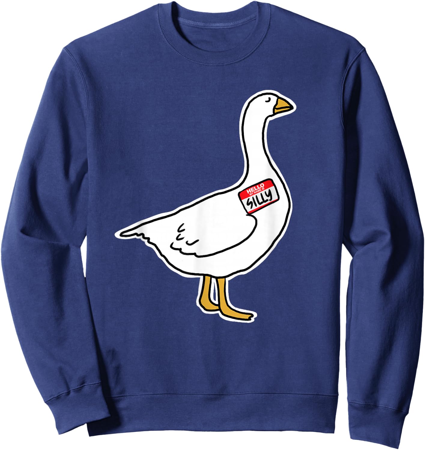 Goose with Silly Name Tag Sweatshirt - Sweatshirt | Navy