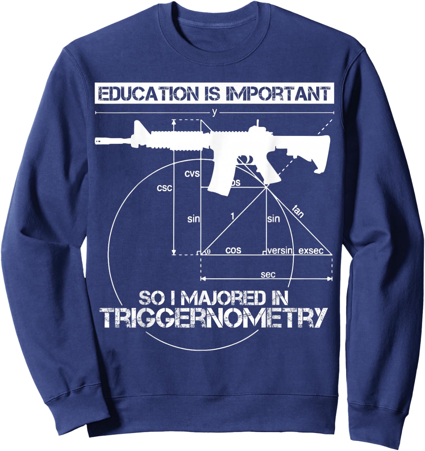 Education Is Important So I Majored In Triggernometry Sweatshirt - Sweatshirt | Navy
