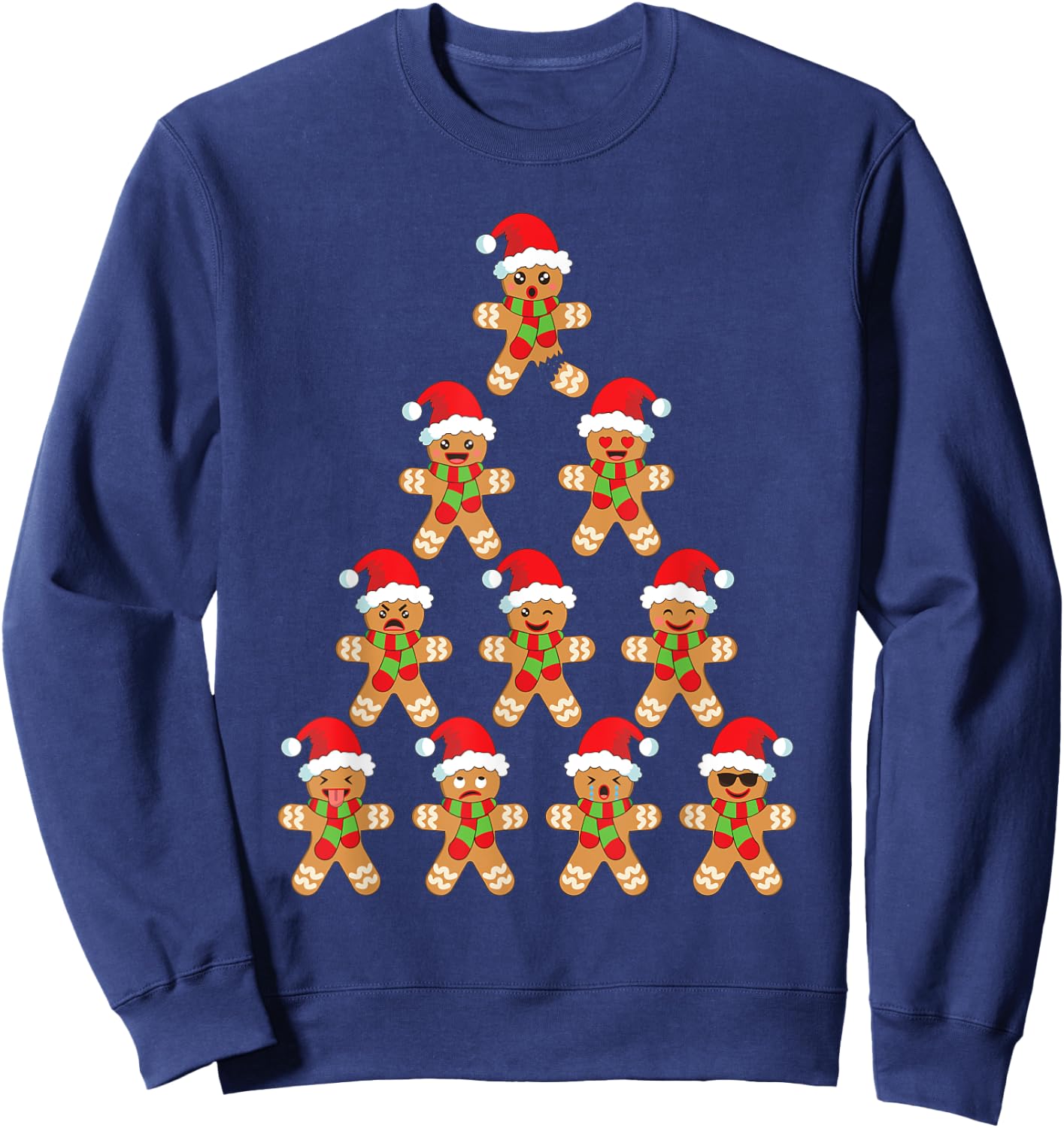 Gingerbread Kids Funny Gingerbread Man Christmas Tree Sweatshirt - Sweatshirt | Navy