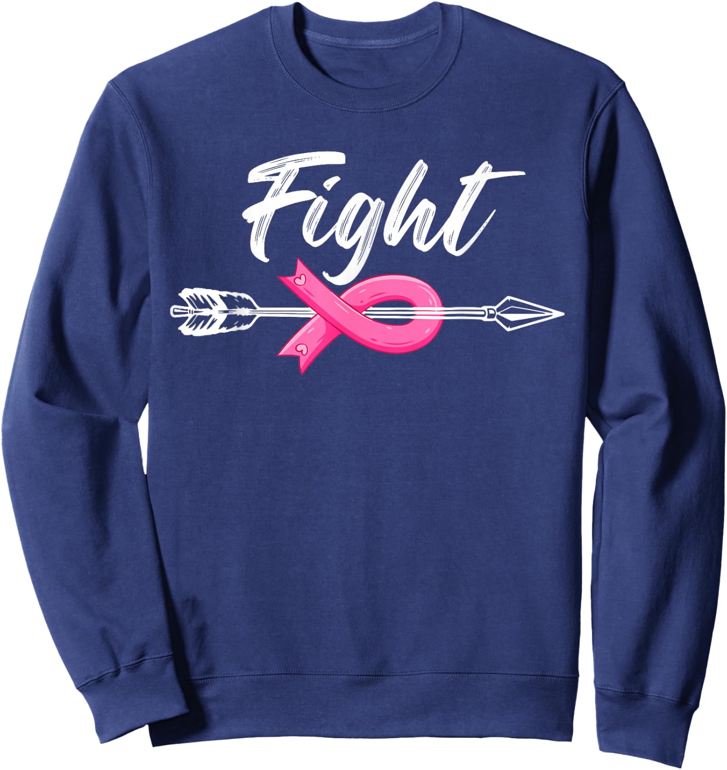 Fight Breast Survivor Breast Cancer Awarenes Pink Ribbon Sweatshirt - Sweatshirt | Navy