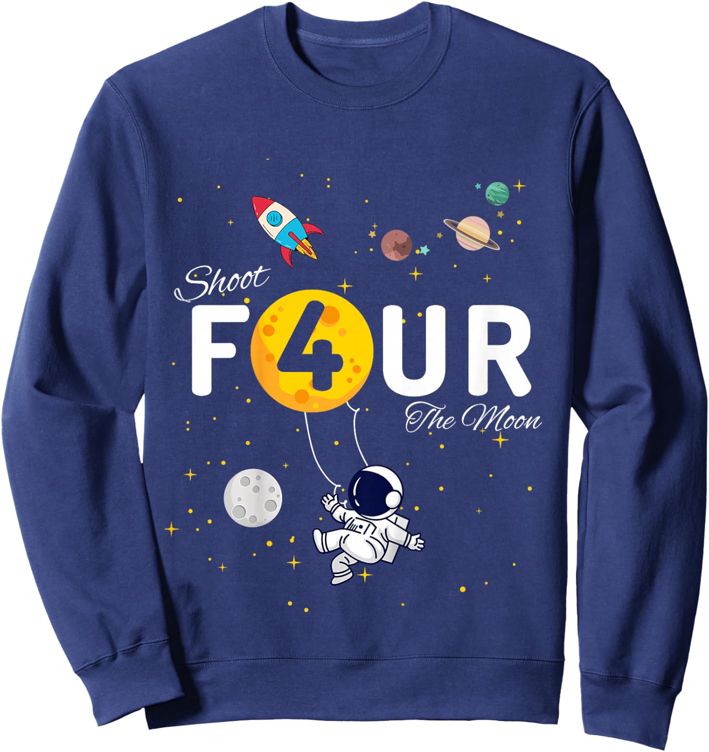 Shoot 4 The Moon Child's 4th Birthday party Sweatshirt - Sweatshirt | Navy