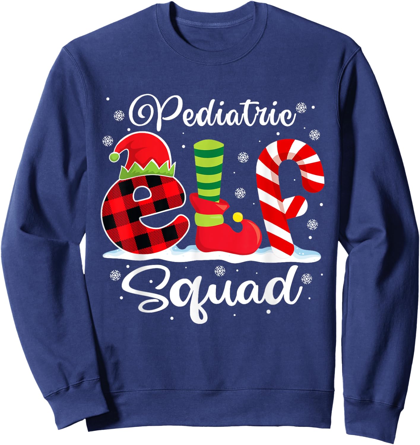 Pediatric Elf Squad Christmas Pediatrician Matching Sweatshirt - Sweatshirt | Navy