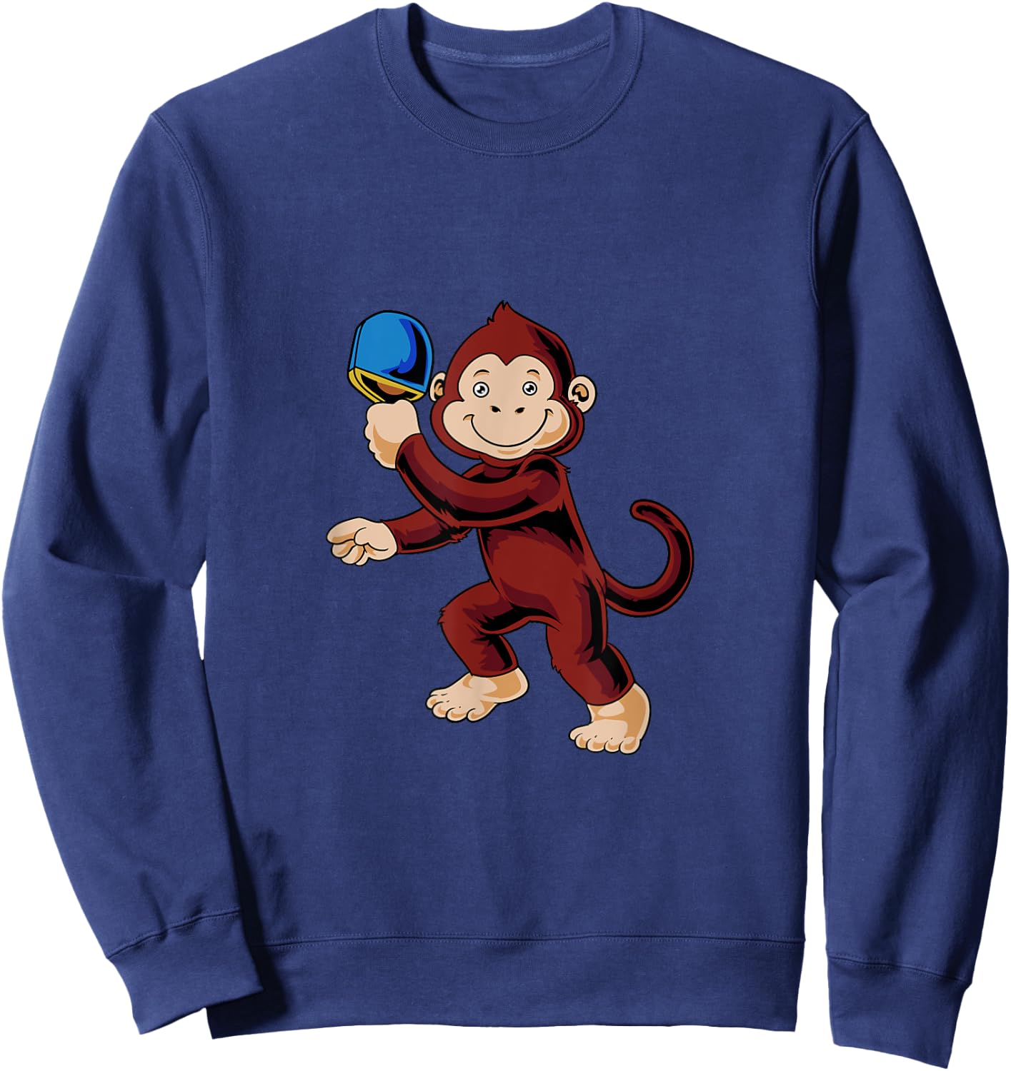 Cartoon monkey playing table tennis Sweatshirt - Sweatshirt | Navy