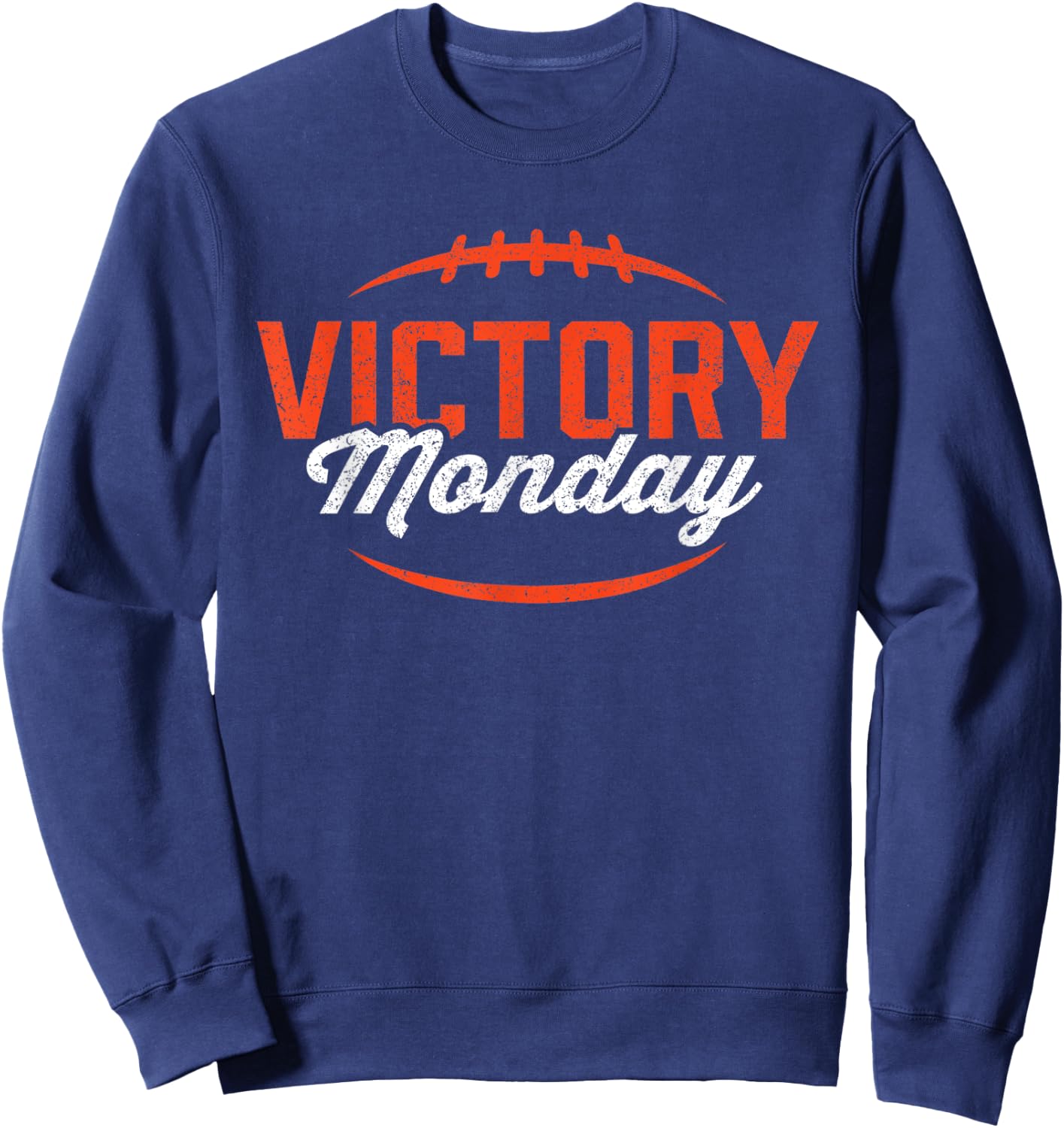 Retro Football Victory Monday Orange Text Game Day Sweatshirt - Sweatshirt | Navy