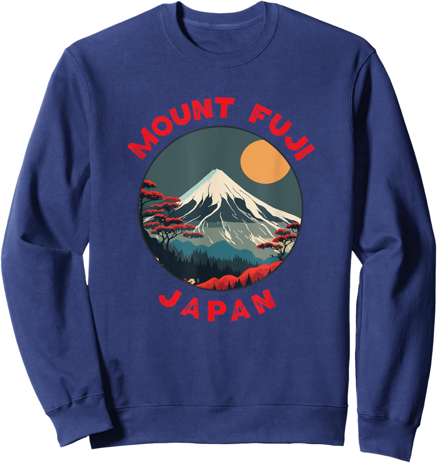 Mount Fuji Japan Distressed Circle Vintage Sweatshirt - Sweatshirt | Navy