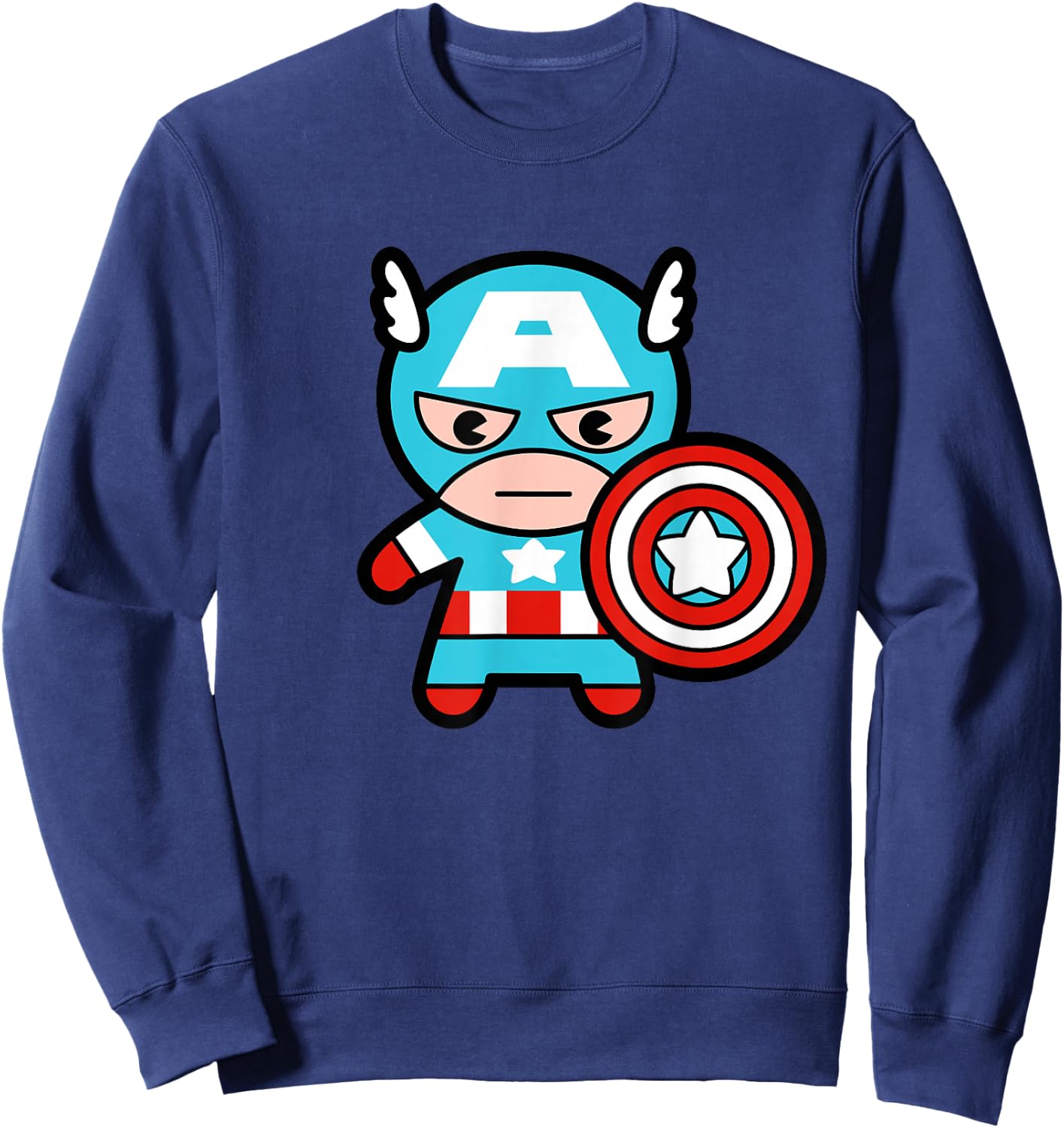Marvel Kawaii Chibi Captain America Full Body Portrait Sweatshirt - Sweatshirt | Navy