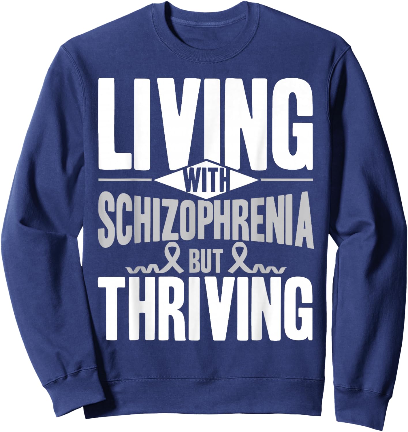 Schizophrenia Awareness Month Support Living With Schizophrenia Schizophrenia Awareness , Black, -Adults, Small, Short Sleeve, , Modern Awareness Ribbon, Letter Print, Pull On Sweatshirt - Sweatshirt | Navy