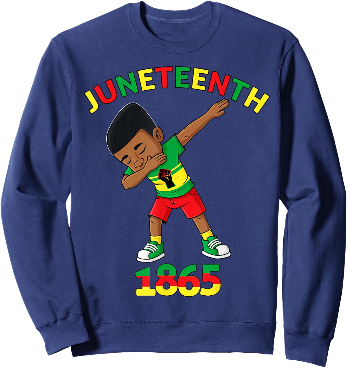 Dabbing Black King Juneteenth 1865 Brown Skin Boys Kids Teen Sweatshirt - Sweatshirt | Navy