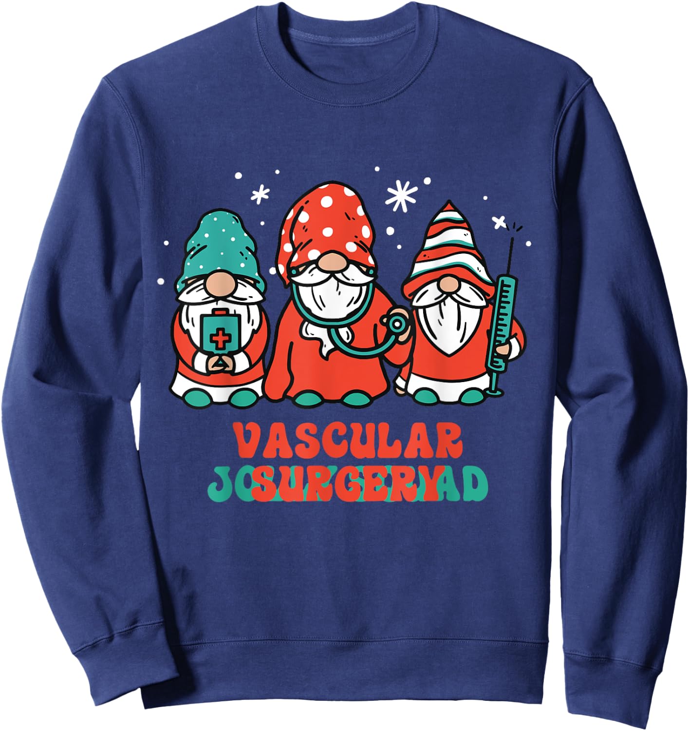 Vascular Surgery Jolly Squad Gnomes Nurse Christmas Sweatshirt - Sweatshirt | Navy