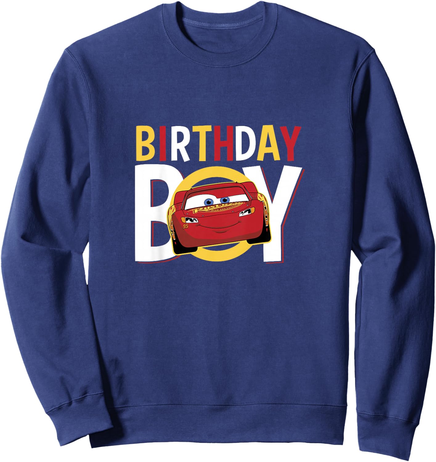 Kids Disney Pixar Cars Birthday Boy Lightning McQueen Youth Sweatshirt - Sweatshirt | Navy