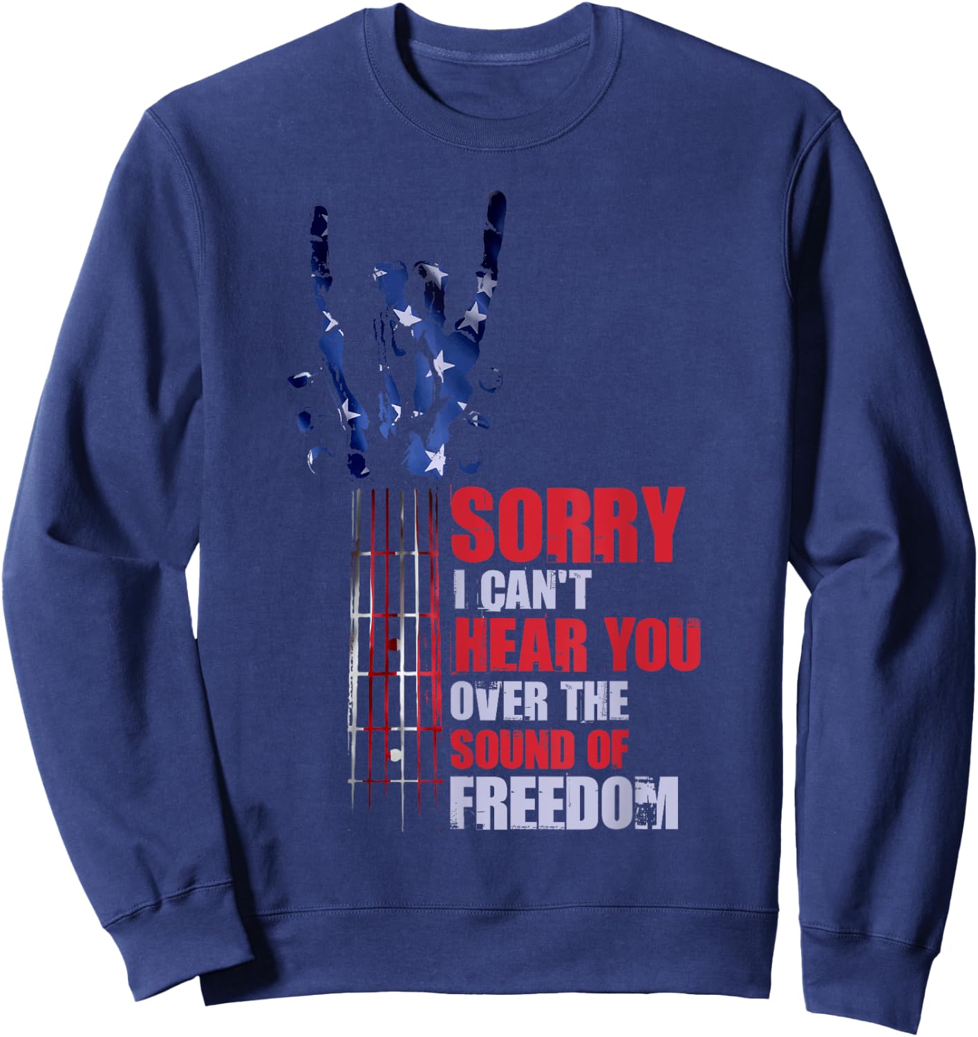 Guitarist 4th Of July American Flag Guitar Sweatshirt - Sweatshirt | Navy