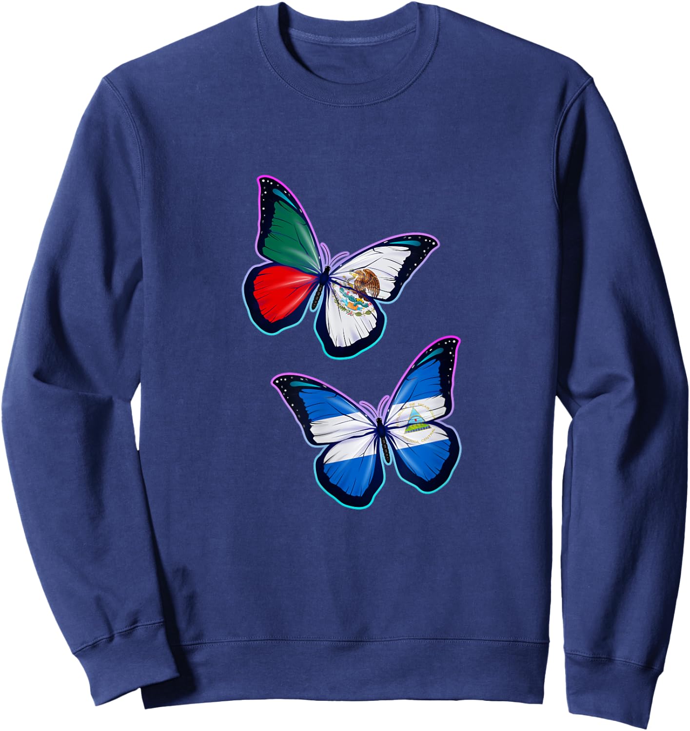 Nicaragua and Mexico bicultural roots. Butterfly version Sweatshirt - Sweatshirt | Navy