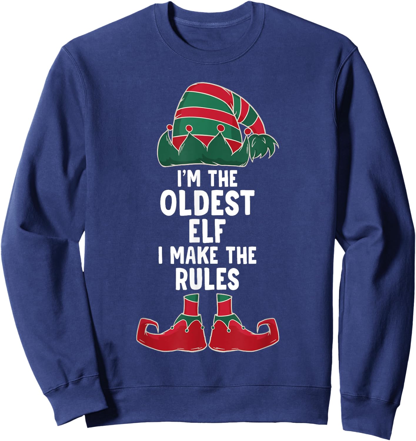 Oldest Sister & Brother Funny Christmas Elf Sibling Sweatshirt - Sweatshirt | Navy