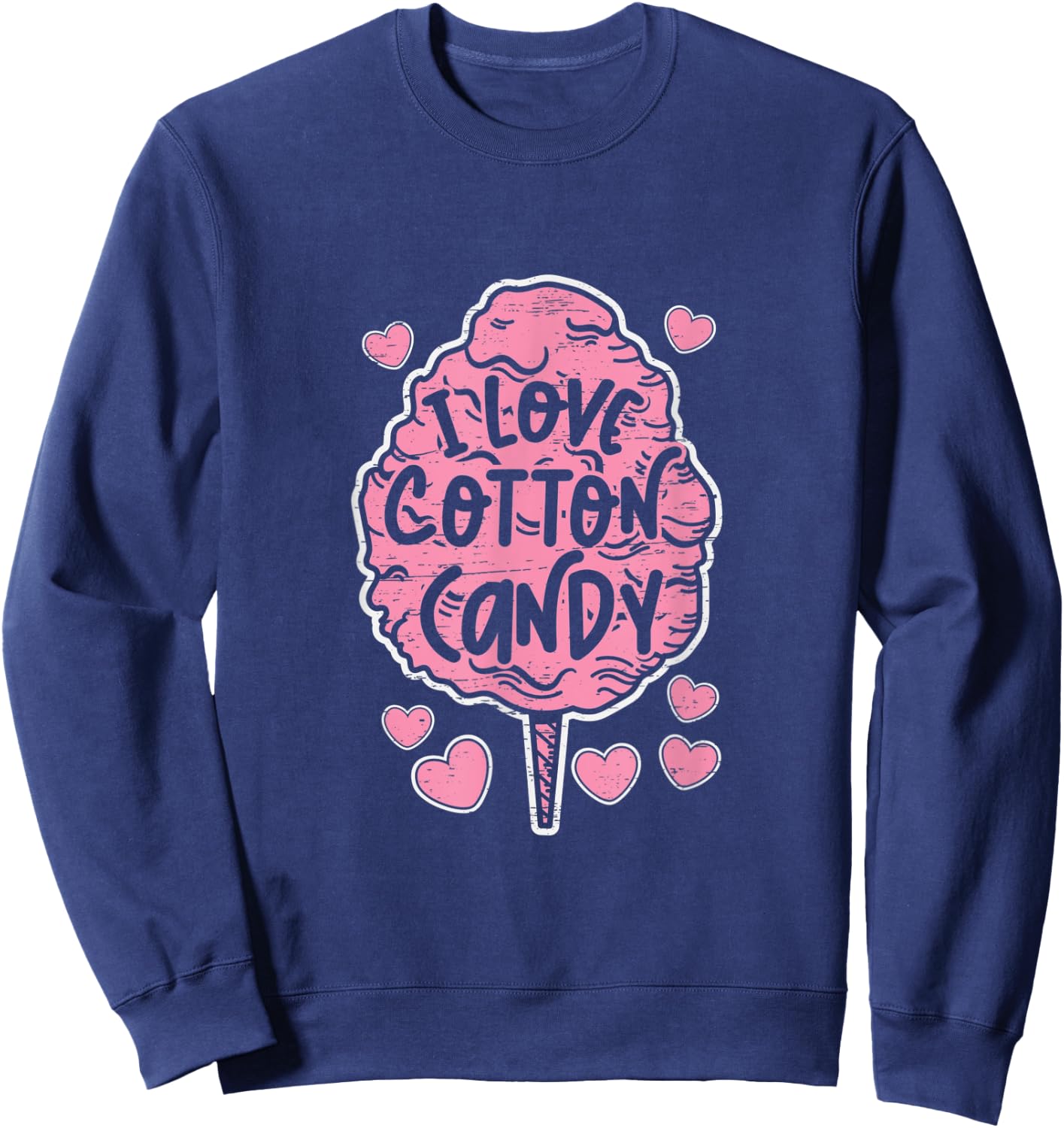 I Love Cotton Candy Stick Cone Fairy Floss Sweatshirt - Sweatshirt | Navy