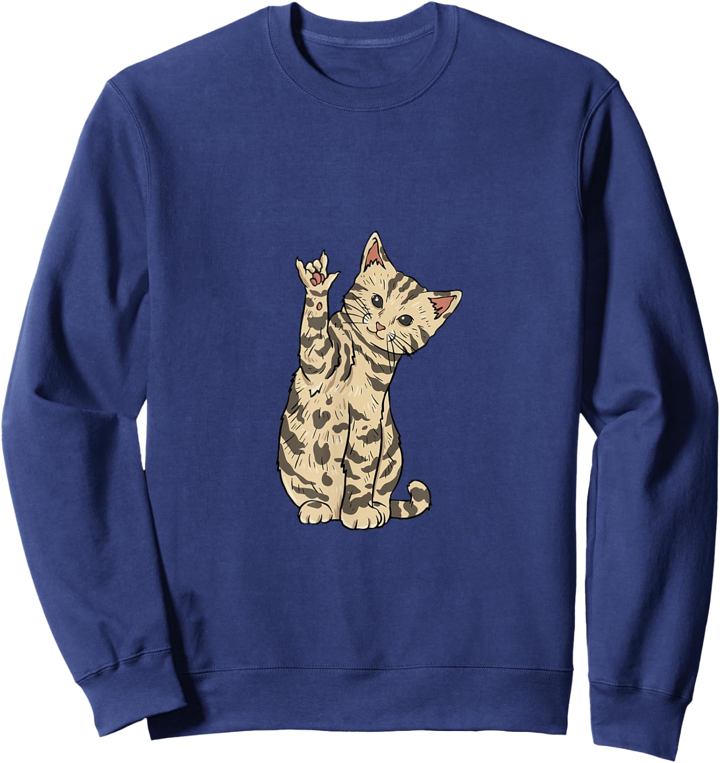 ILY Cat ASL Sweatshirt - Sweatshirt | Navy