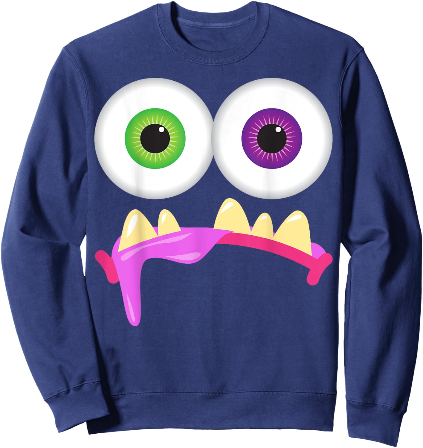 Cute Monster Face Men's Women's Goofy Costume Halloween Sweatshirt - Sweatshirt | Navy