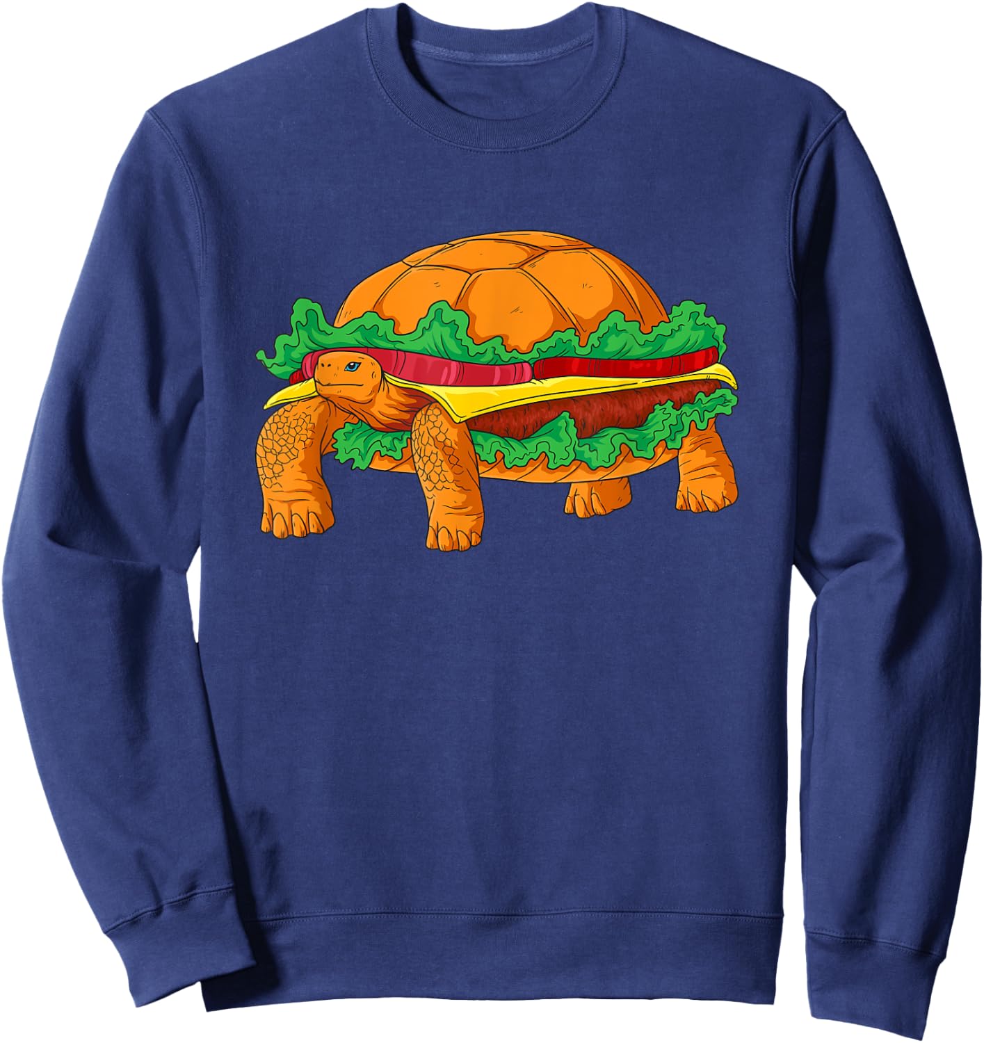 Funny Hamburger Turtle Fast Food Animal Sweatshirt - Sweatshirt | Navy