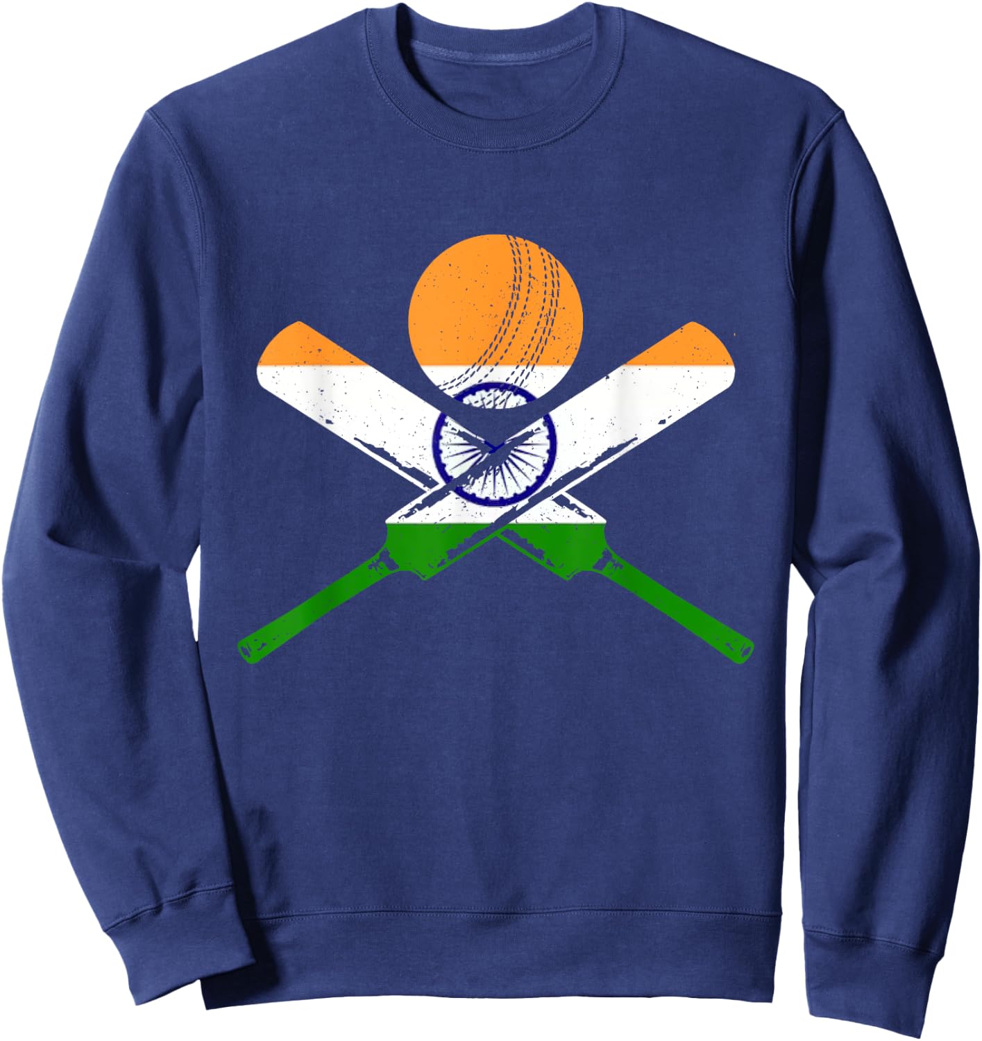 Cricket India Vintage Indian Flag Cricketer Sweatshirt - Sweatshirt | Navy