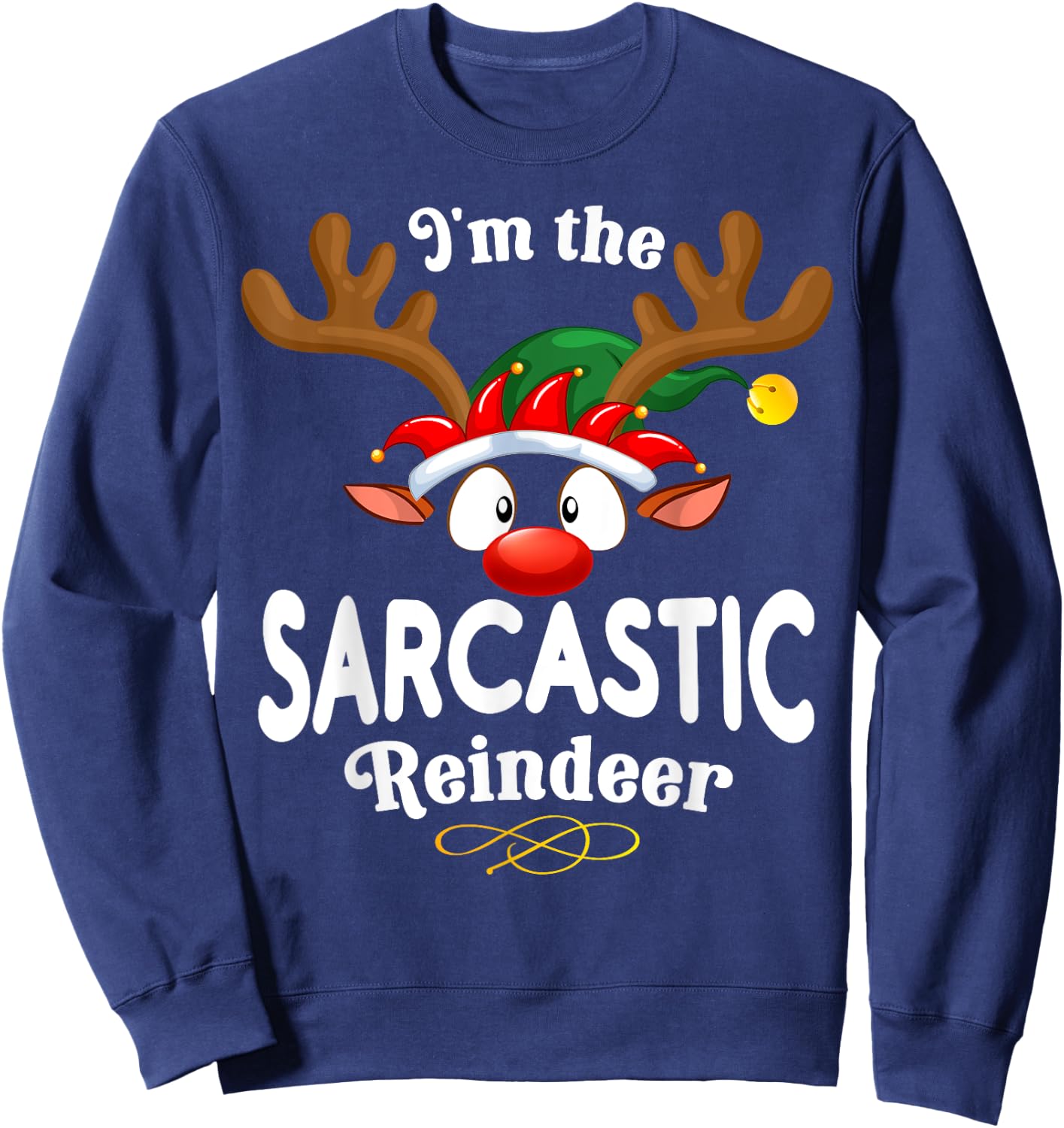 Christmas PJS Sarcastic XMas Reindeer Matching Sweatshirt - Sweatshirt | Navy