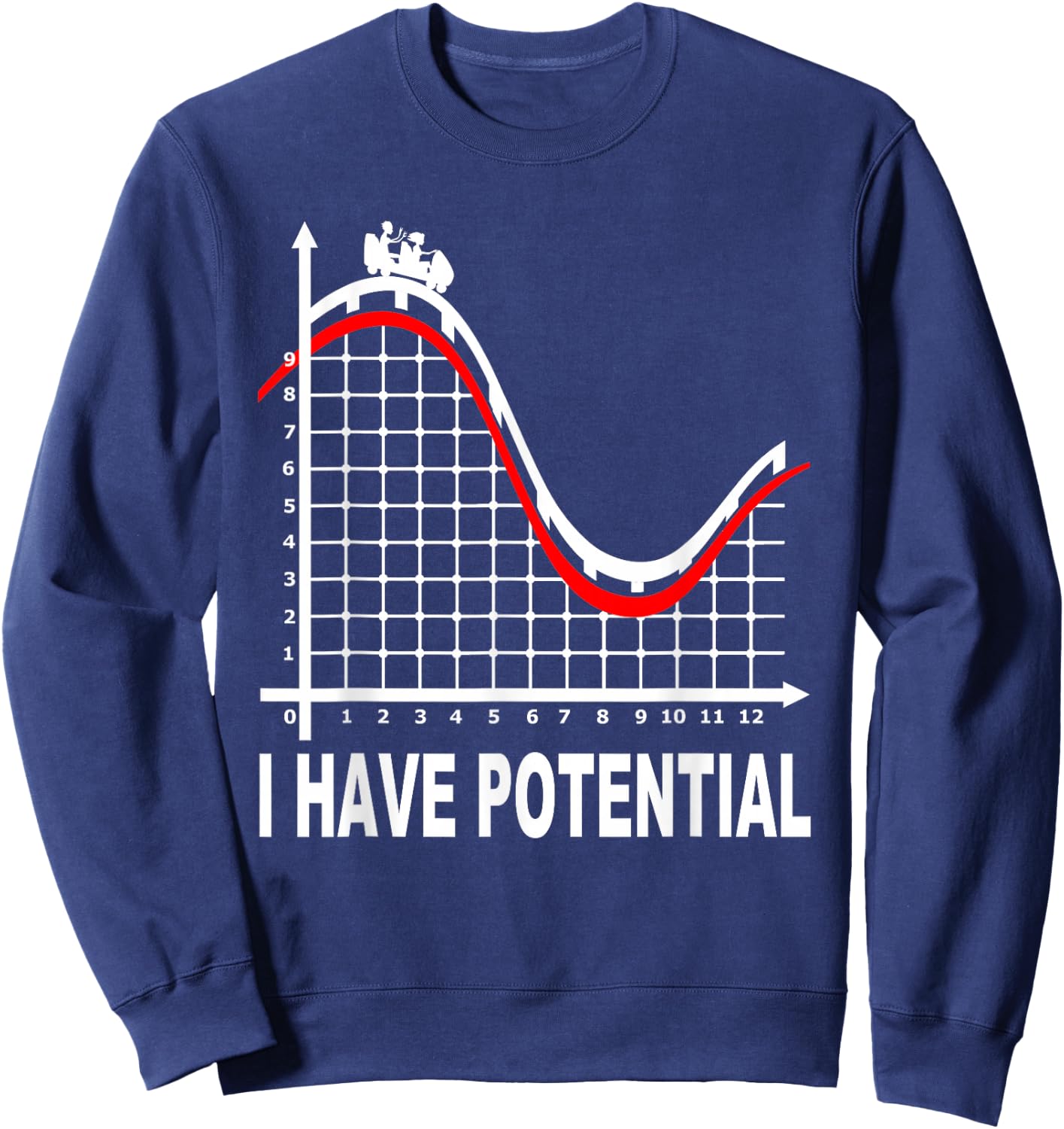 I Have Potential Energy -Roller Coaster- Funny Physics Sweatshirt - Sweatshirt | Navy