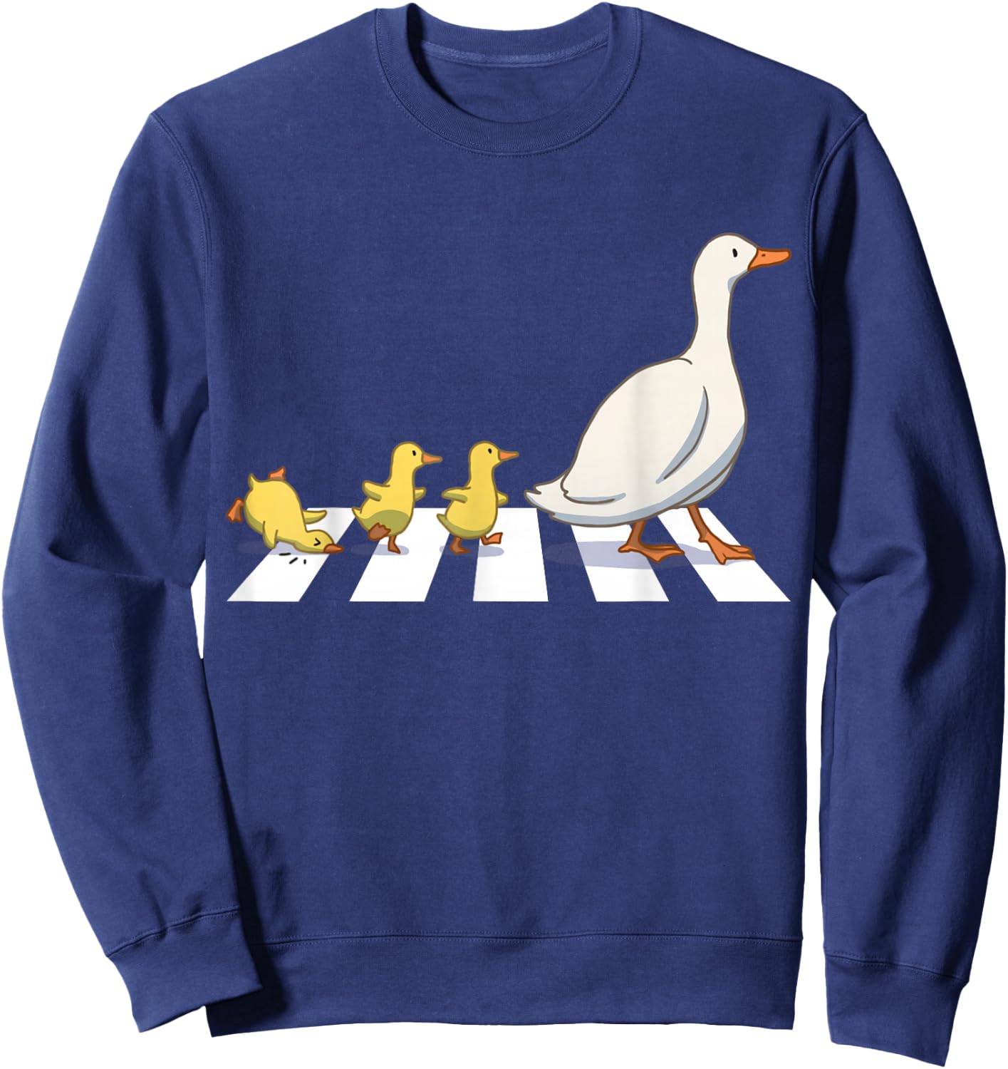 Funny Ducks Crossing Road Crosswalk Rooster Farmer Kid Men Sweatshirt - Sweatshirt | Navy