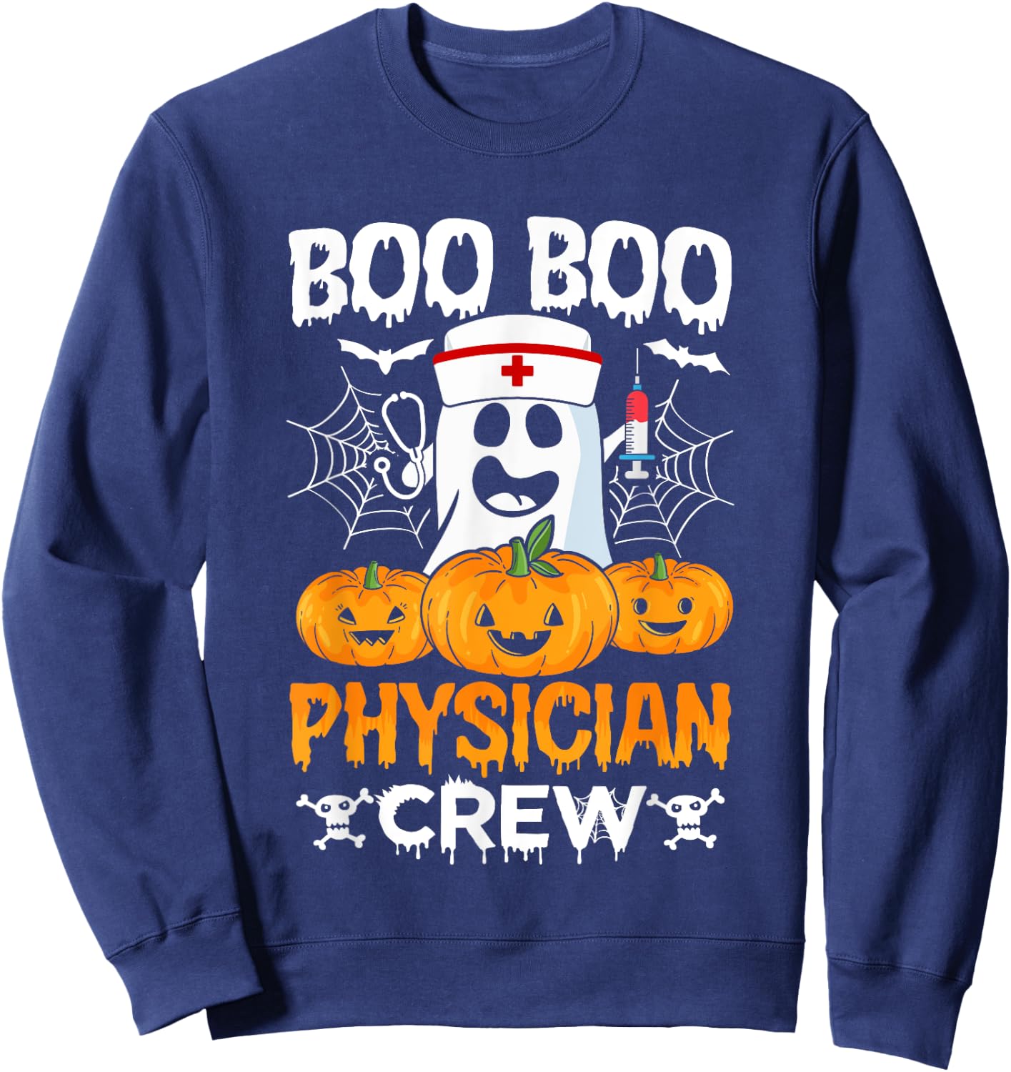 Boo Boo Physician Crew Halloween Doctor Healthcare Medical Sweatshirt - Sweatshirt | Navy