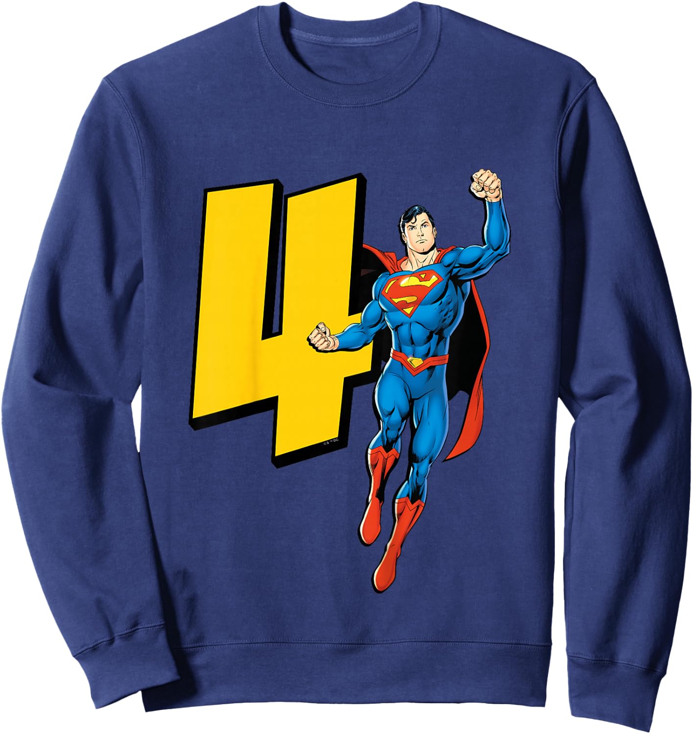 Kids Superman Super Hero 4th Birthday Sweatshirt - Sweatshirt | Navy