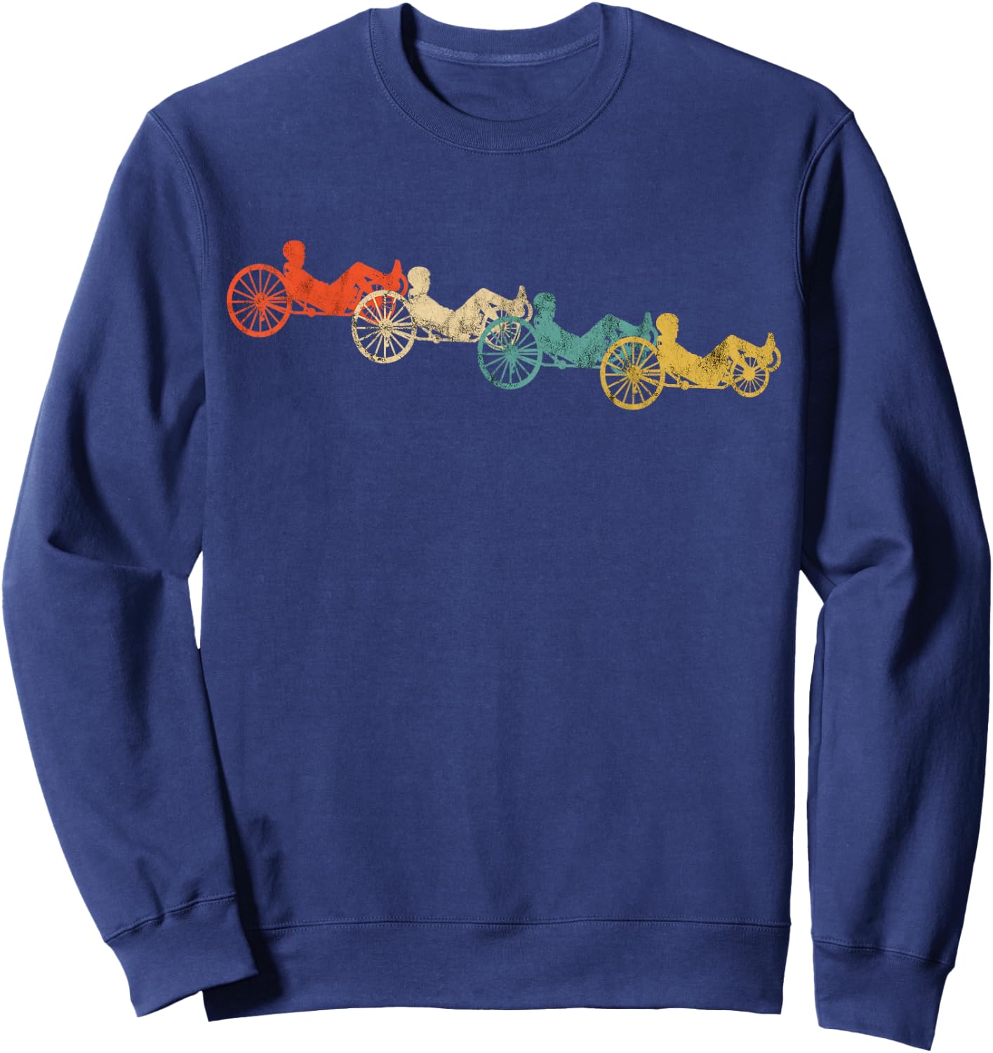 Recumbent Bike Cyclist Vintage Retro Cycling Recumbent Trike Sweatshirt - Sweatshirt | Navy