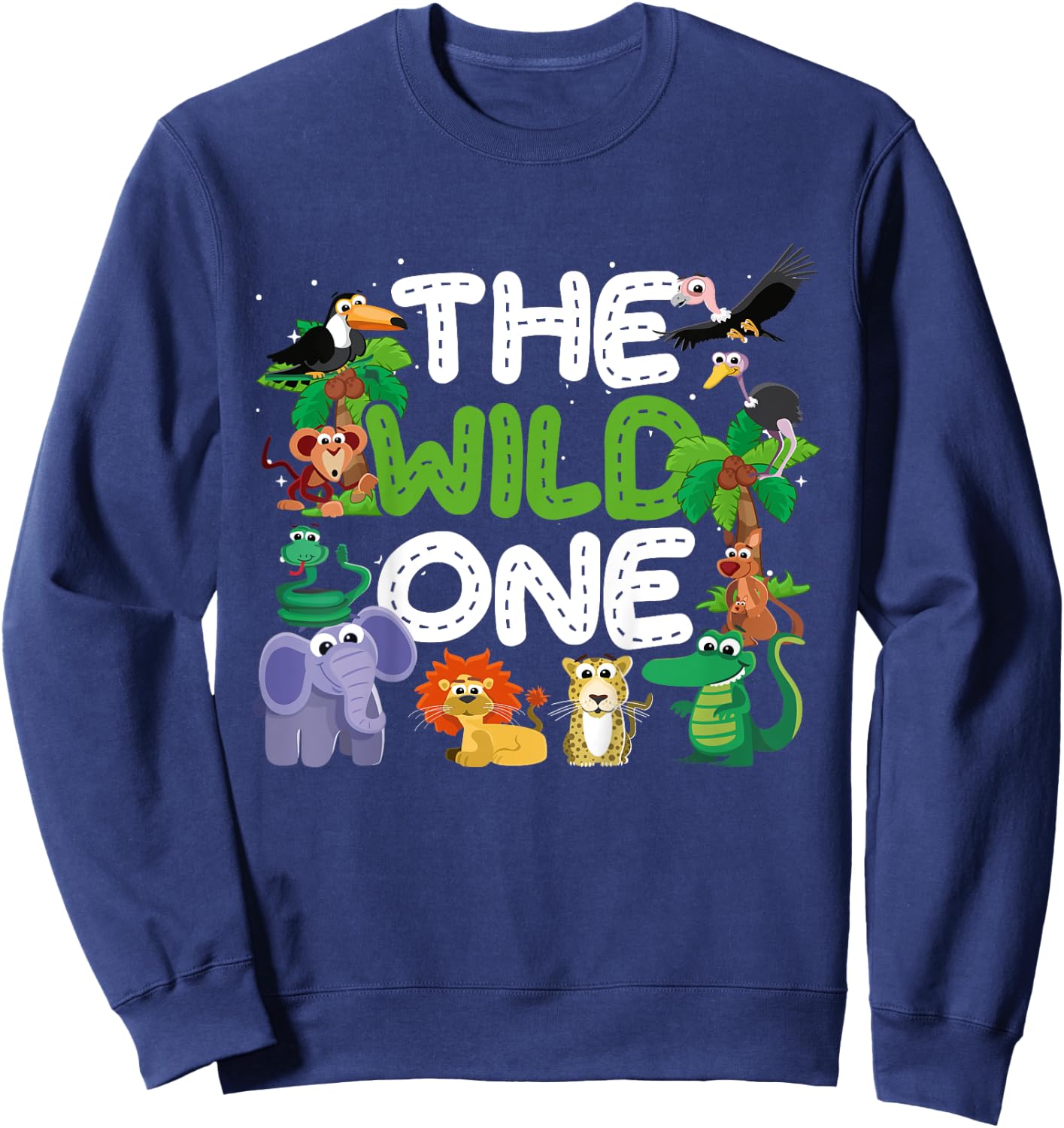 Boy Girl The Wild One Zoo Keeper Birthday Jungle Safari Sweatshirt - Sweatshirt | Navy